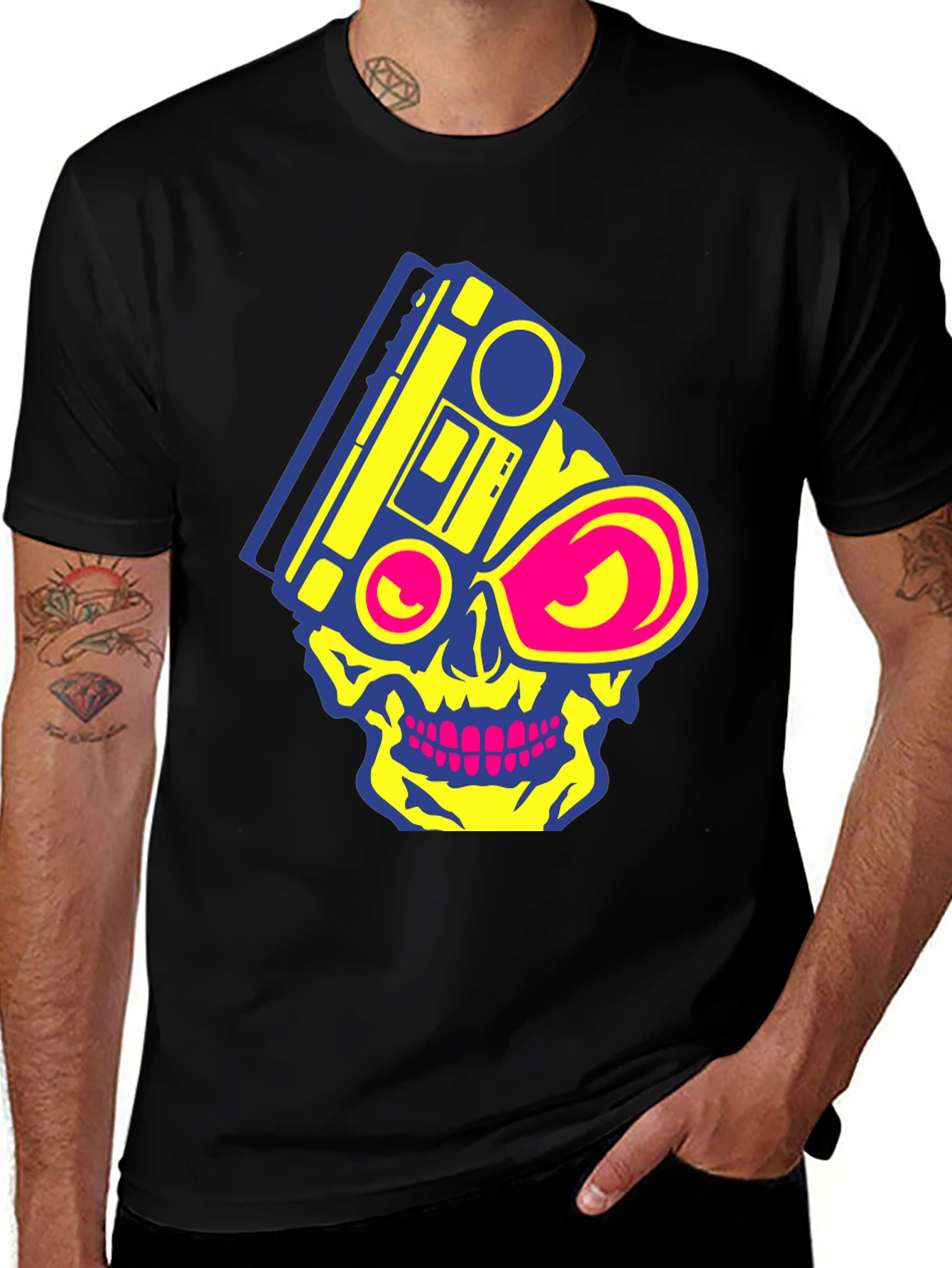 Skull Boombox Graphic Tee - Retro Music Style