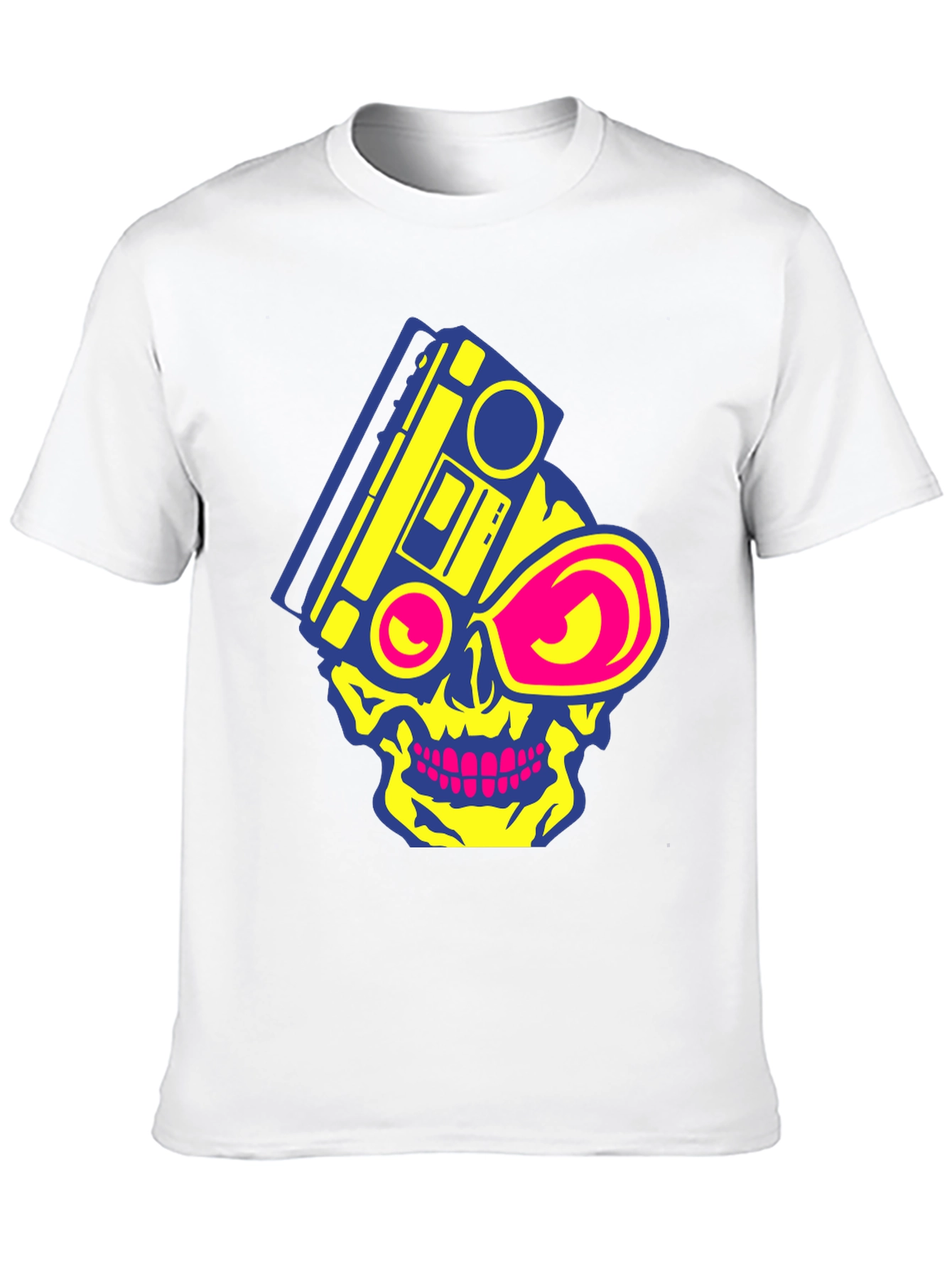 Skull Boombox Graphic Tee - Retro Music Style