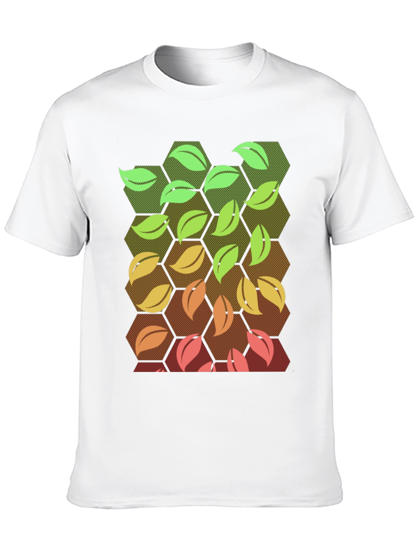 Nature Hexagon Leaf Graphic Tee - Black