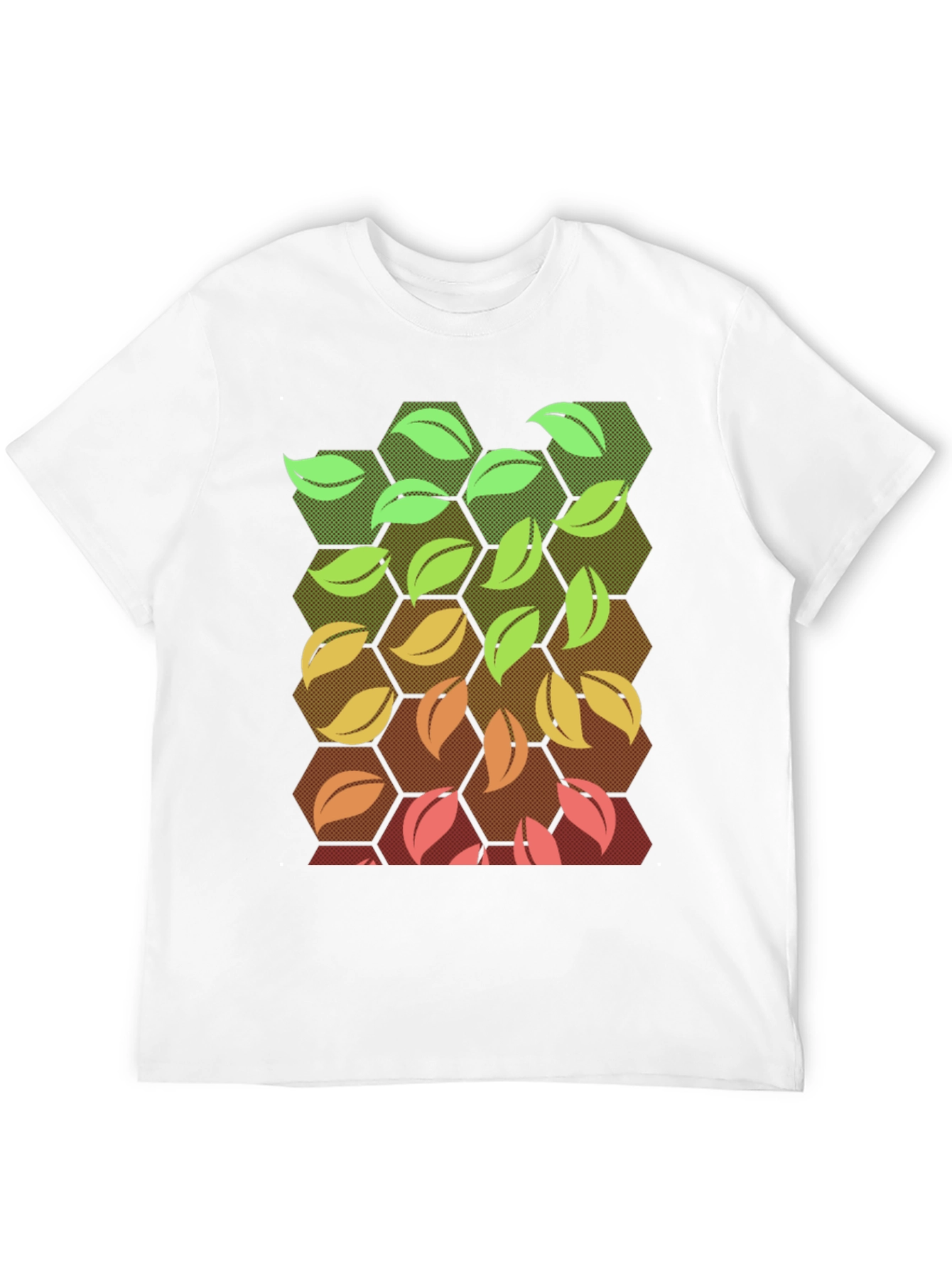 Nature Hexagon Leaf Graphic Tee - Black