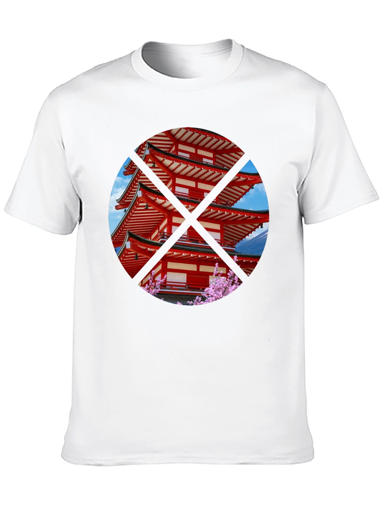 Japanese Pagoda T-Shirt - Black Crew Neck Tee