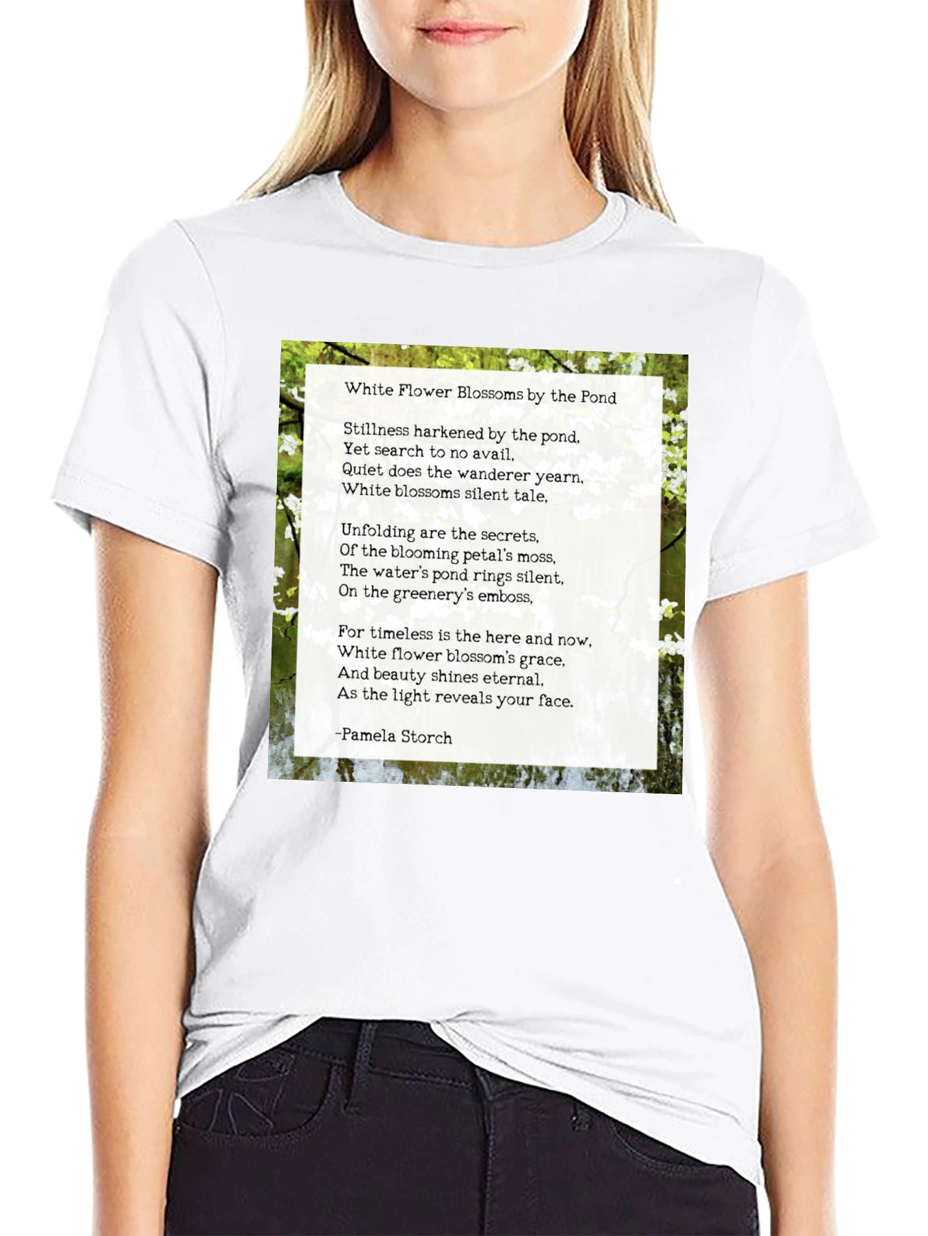 Floral Poem T-Shirt - White Flower Blossoms