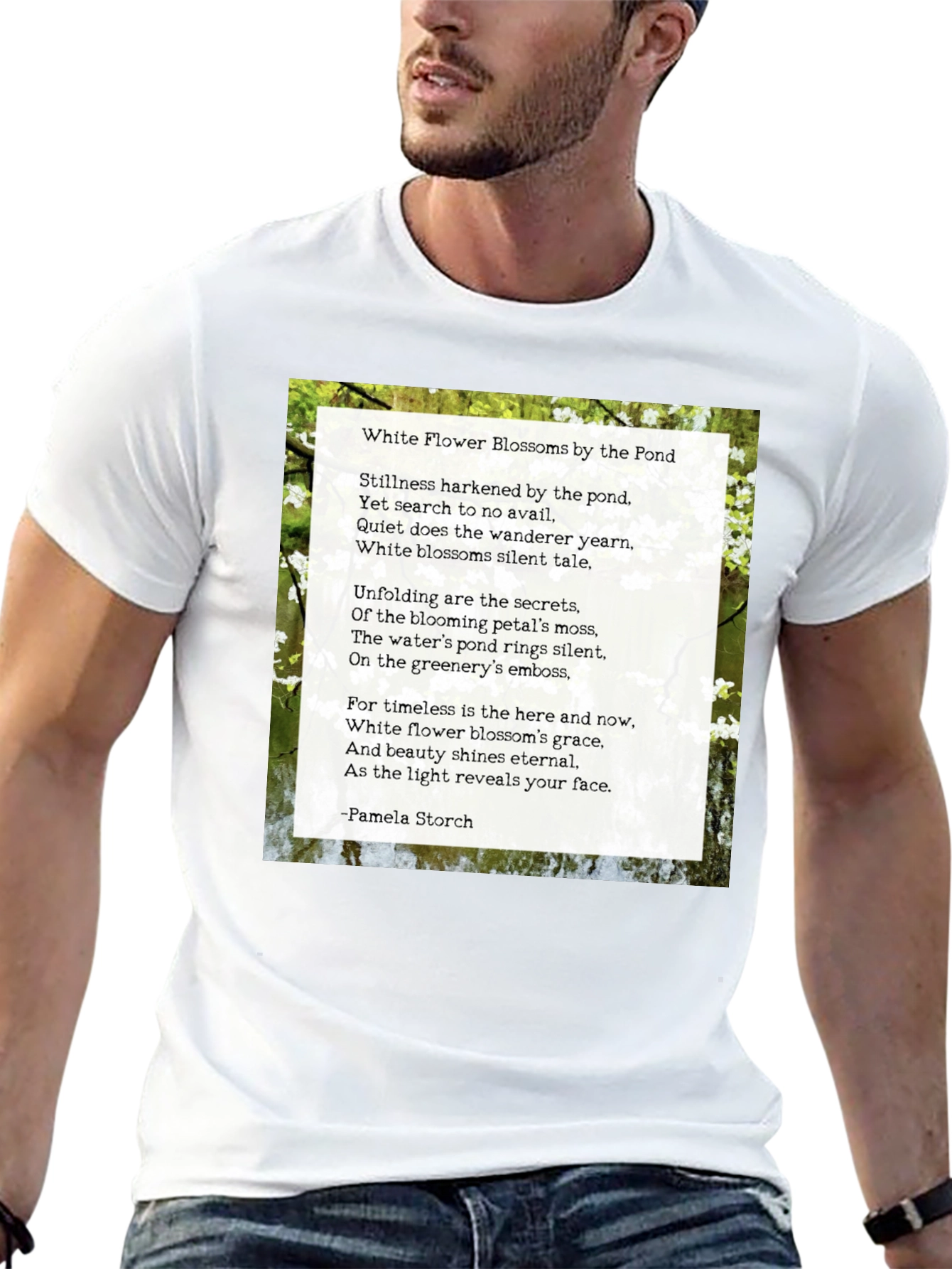 Floral Poem T-Shirt - White Flower Blossoms