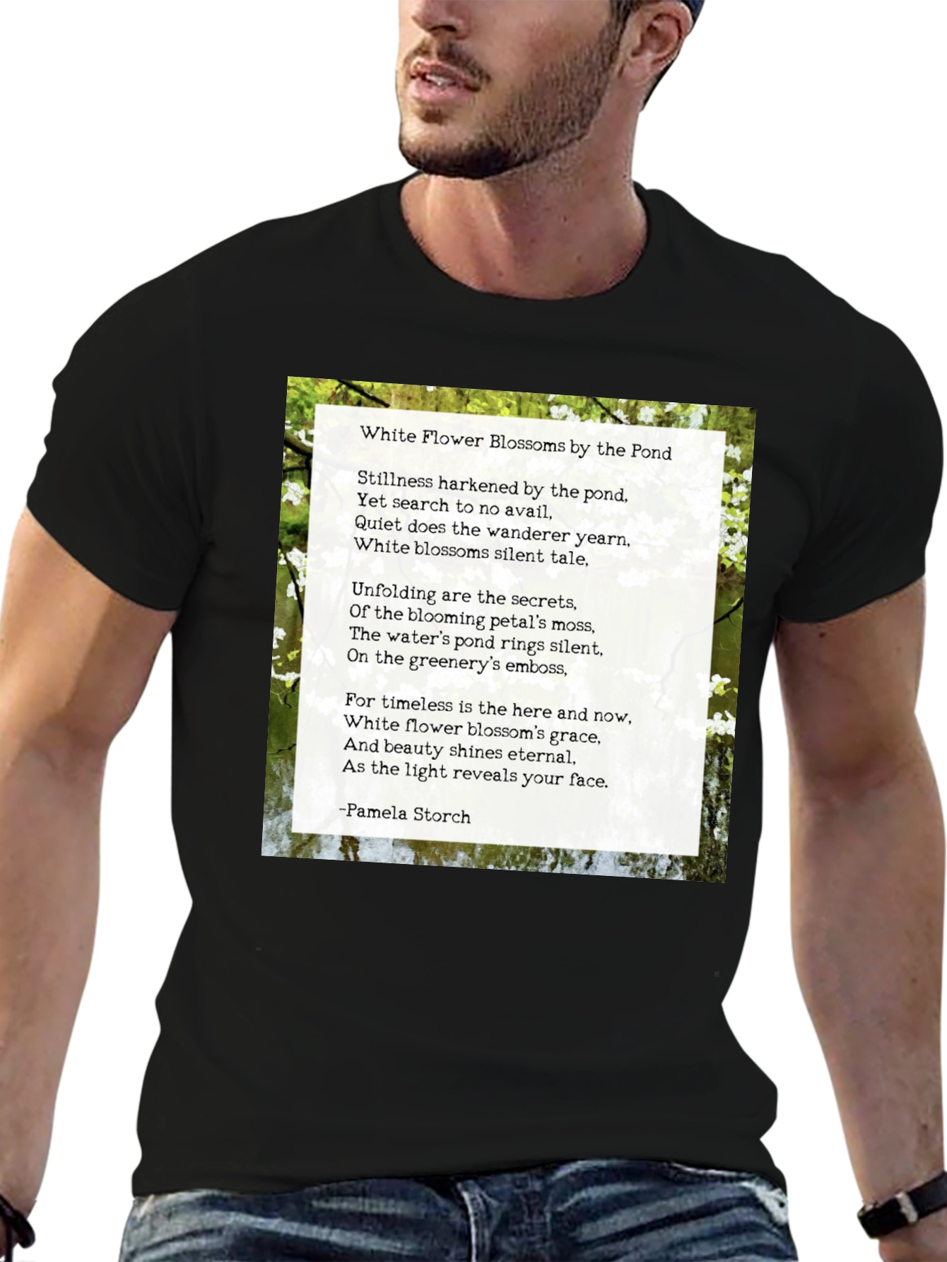 Floral Poem T-Shirt - White Flower Blossoms