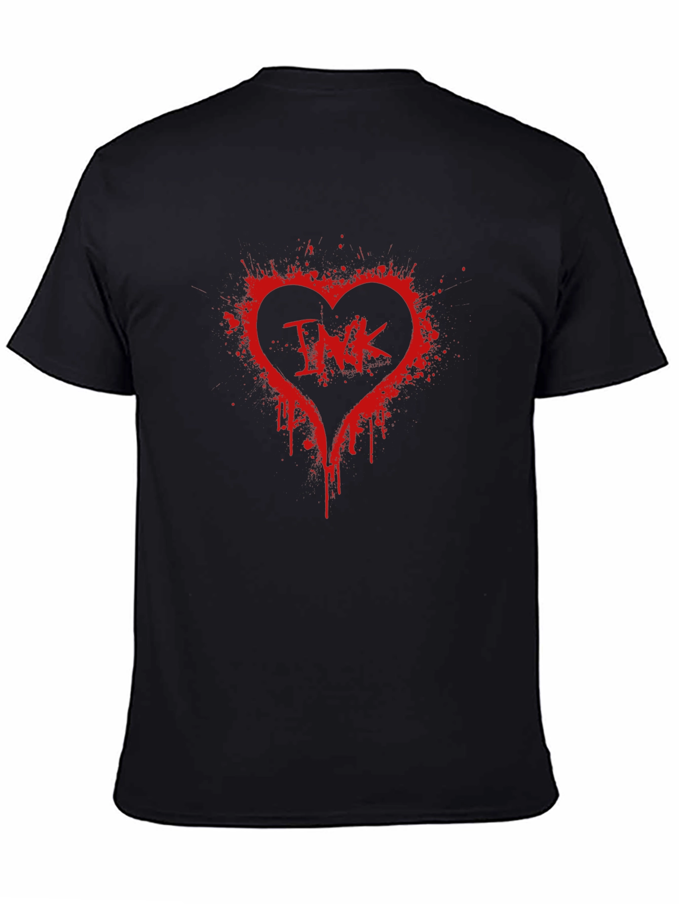 INK Splatter Heart T-Shirt - Black