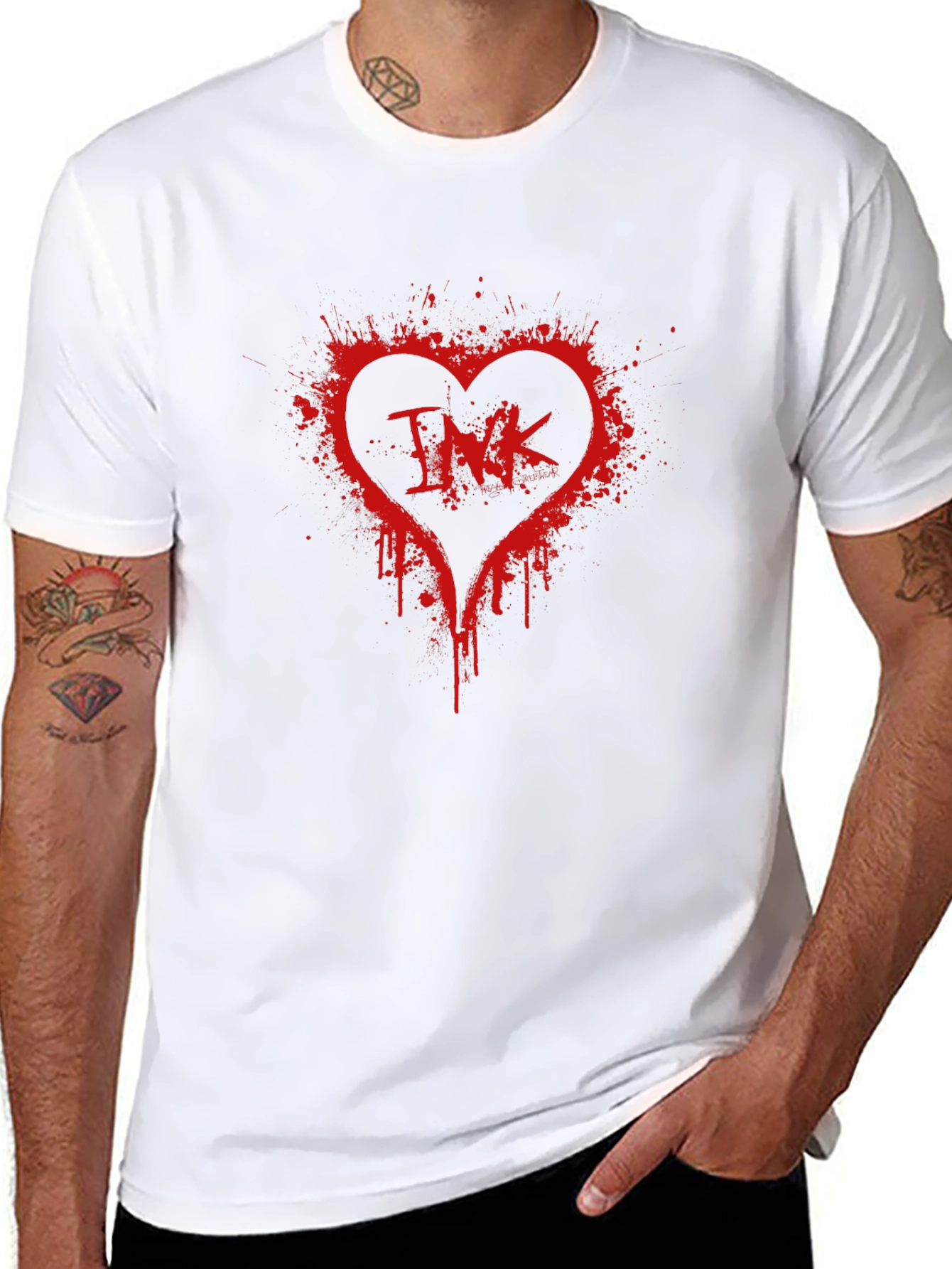 INK Splatter Heart T-Shirt - Black