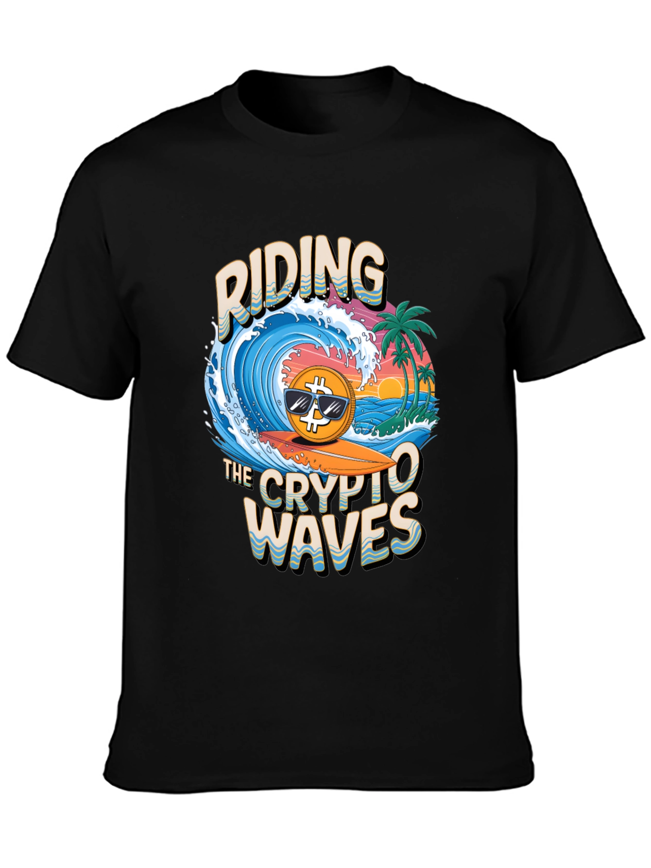 Crypto Waves T-Shirt - Bitcoin Surfing Tee