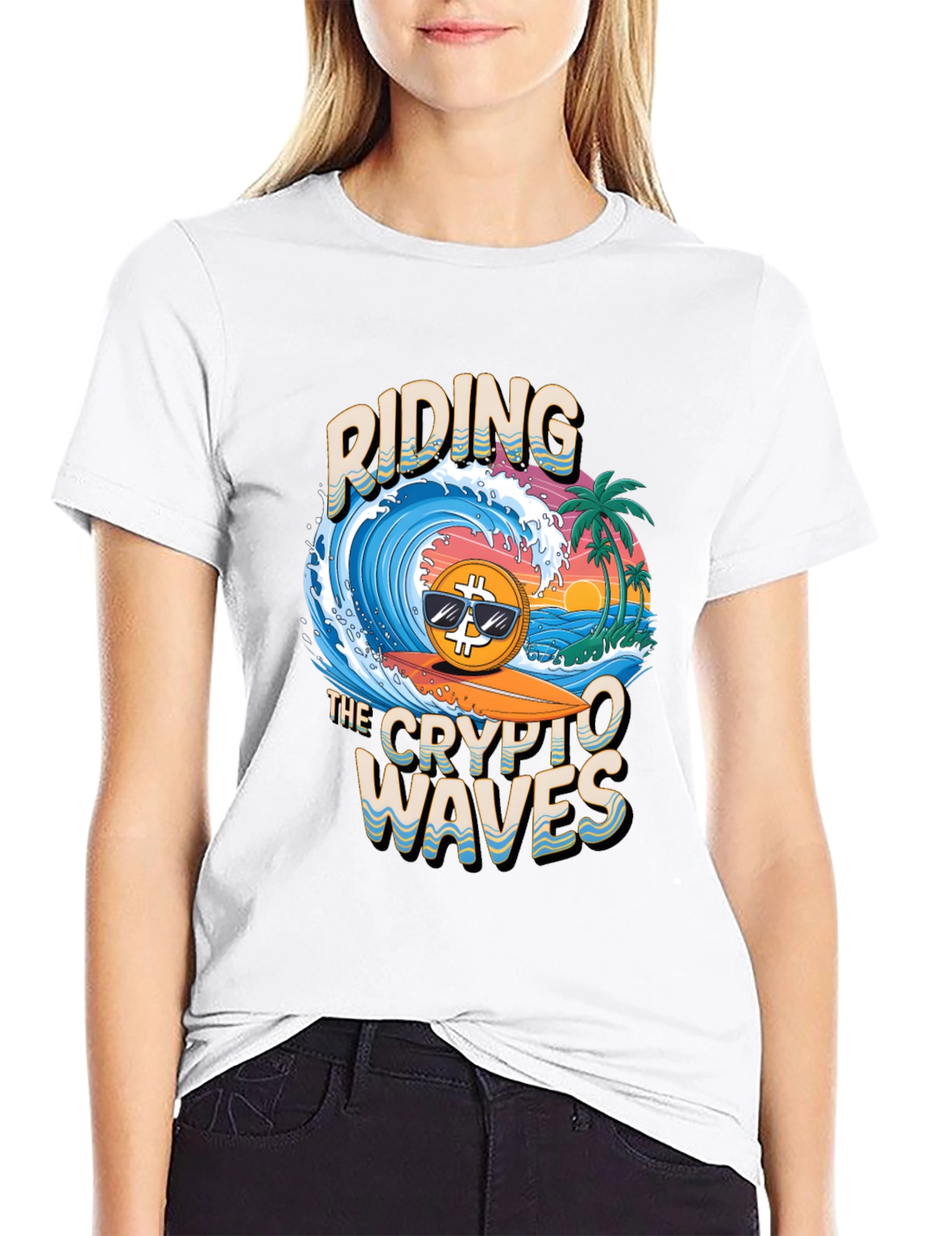 Crypto Waves T-Shirt - Bitcoin Surfing Tee