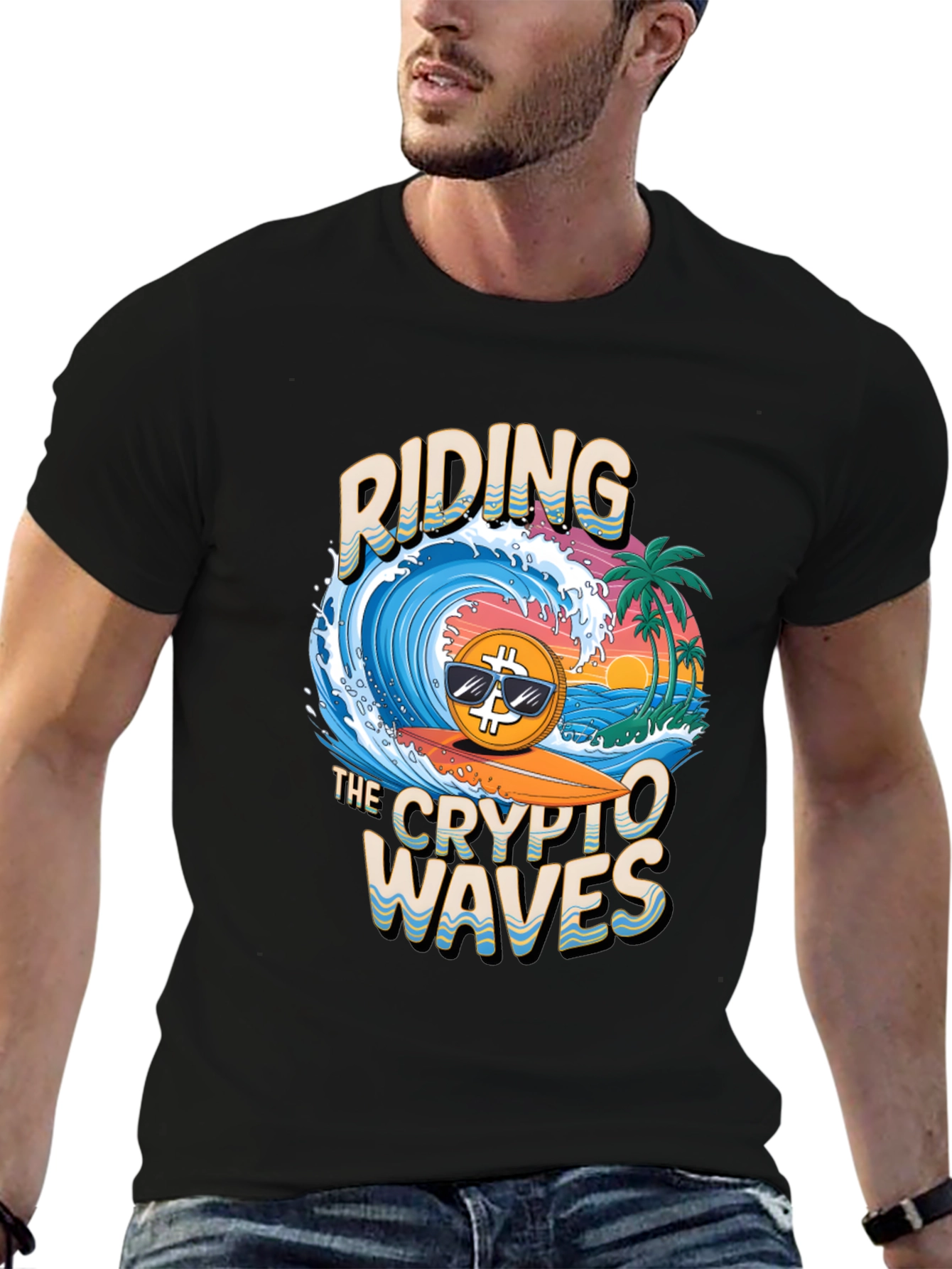 Crypto Waves T-Shirt - Bitcoin Surfing Tee