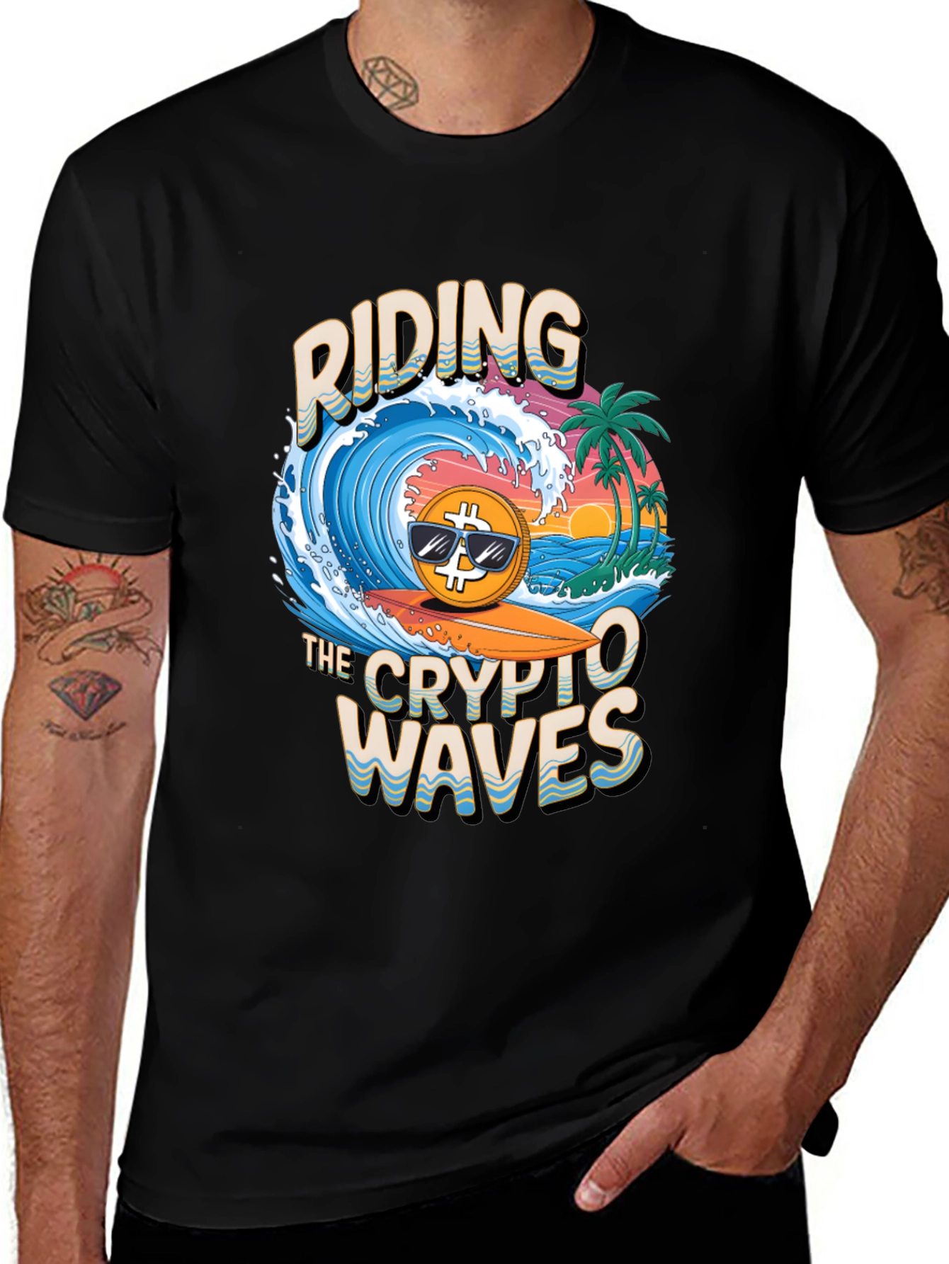 Crypto Waves T-Shirt - Bitcoin Surfing Tee