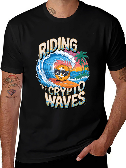 Crypto Waves T-Shirt - Bitcoin Surfing Tee