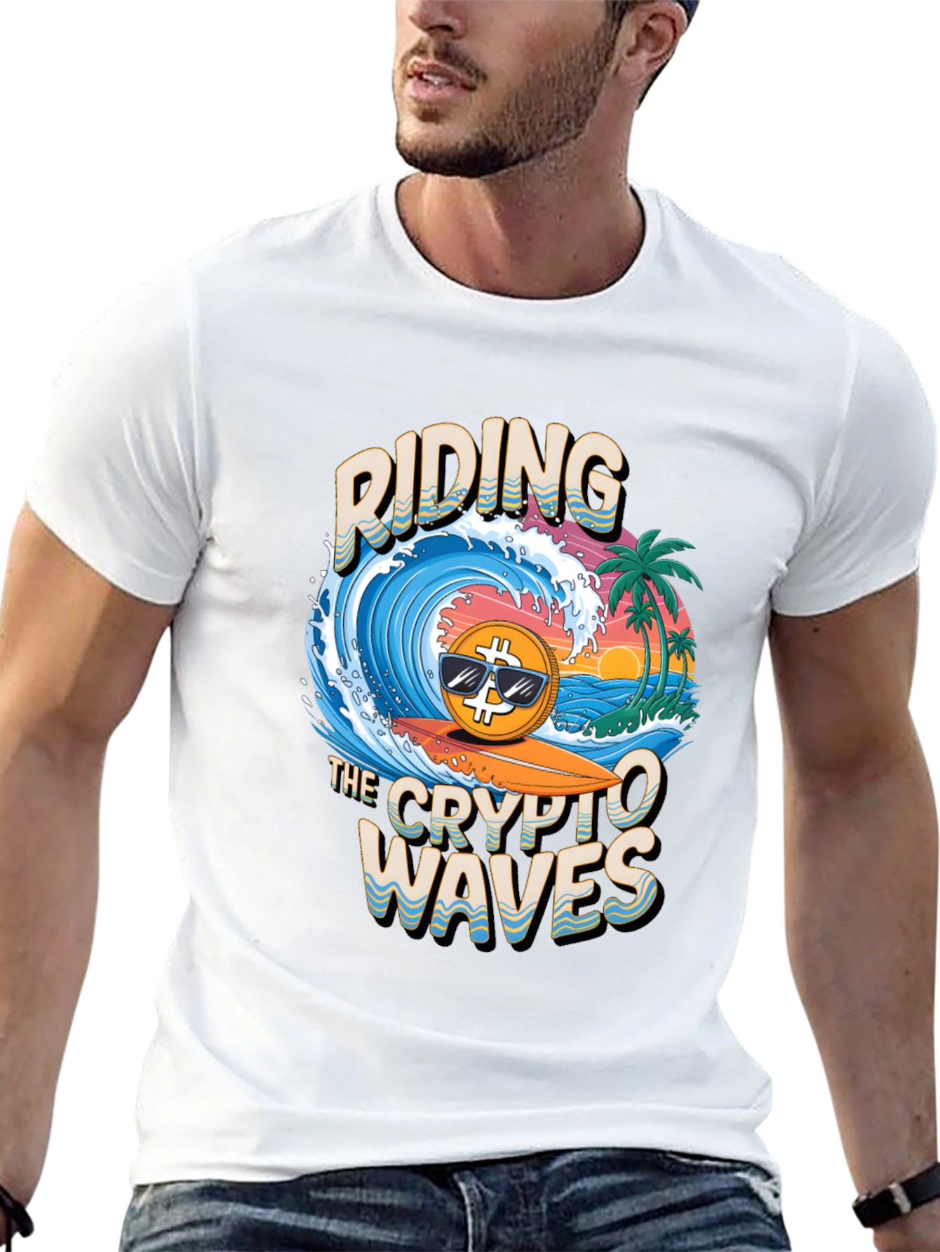 Crypto Waves T-Shirt - Bitcoin Surfing Tee