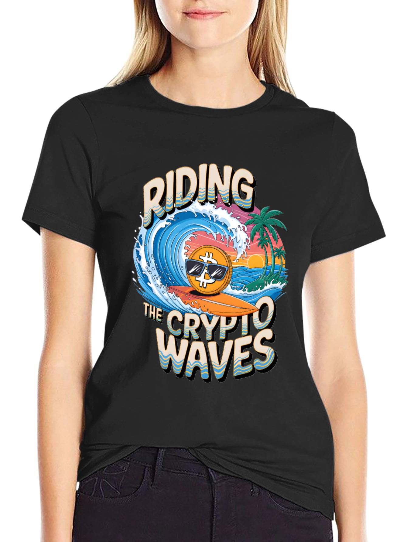Crypto Waves T-Shirt - Bitcoin Surfing Tee