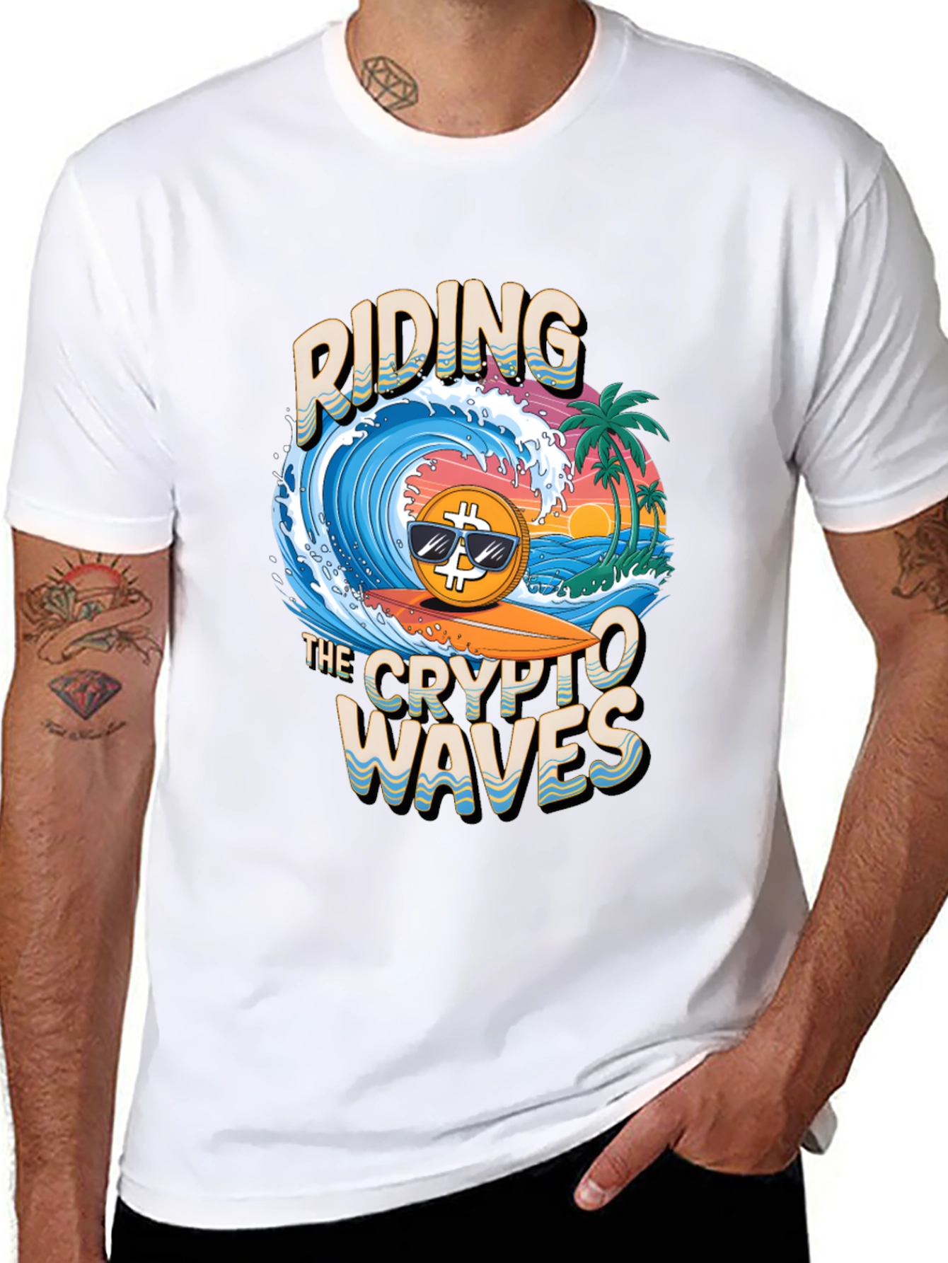 Crypto Waves T-Shirt - Bitcoin Surfing Tee