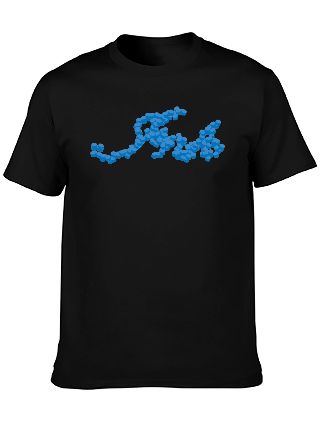 Cool Blue Molecule Graphic Black T-Shirt