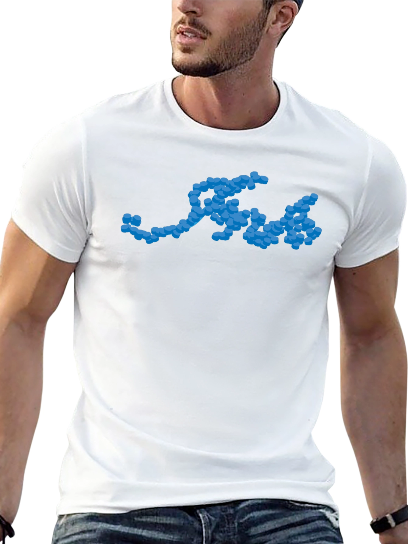 Cool Blue Molecule Graphic Black T-Shirt