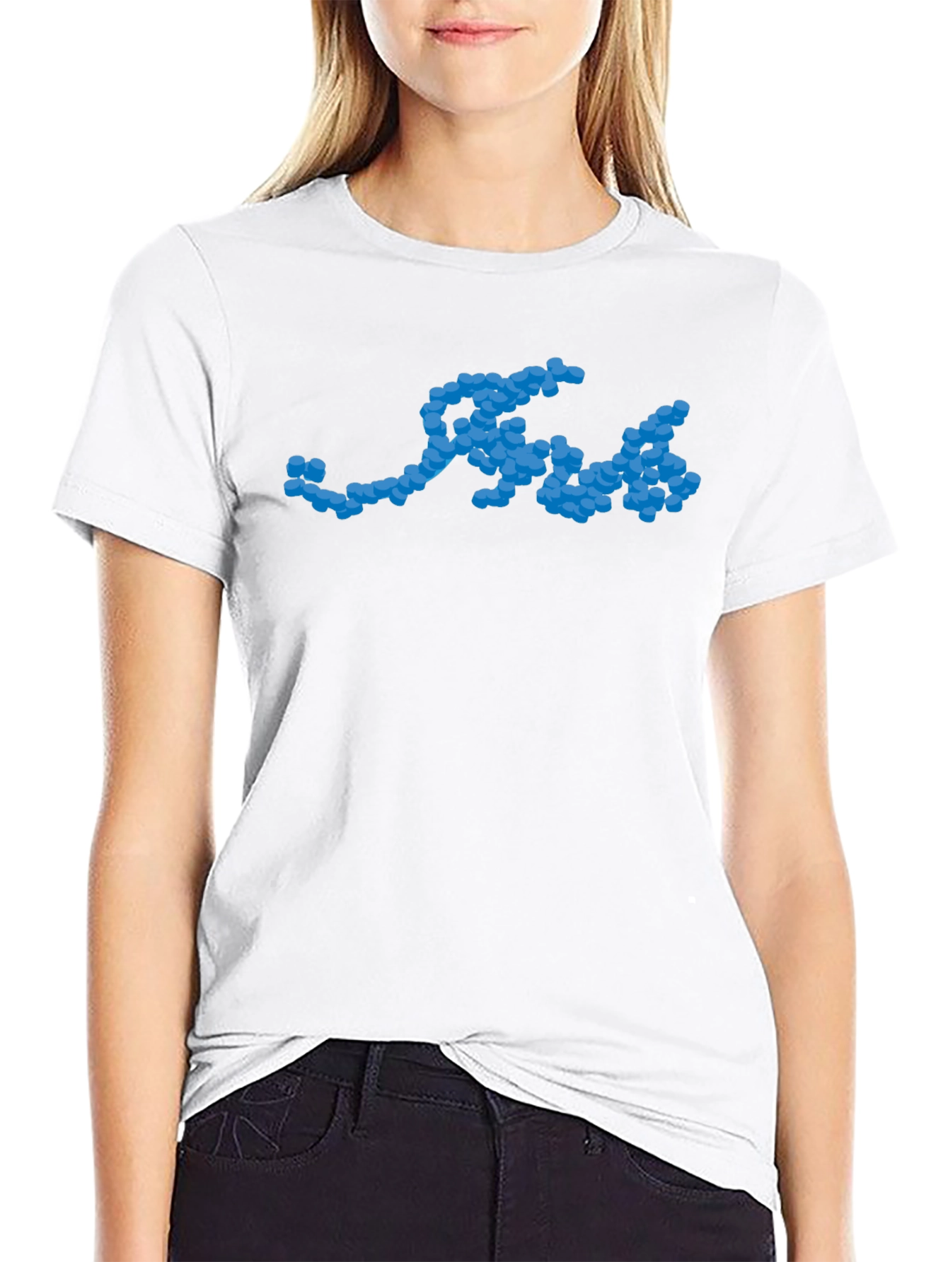 Cool Blue Molecule Graphic Black T-Shirt