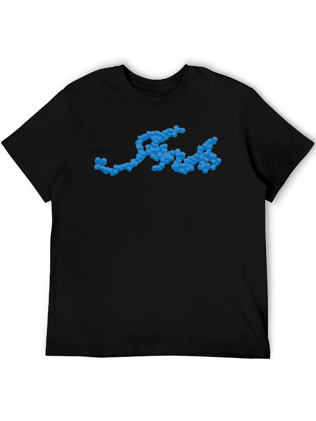 Cool Blue Molecule Graphic Black T-Shirt