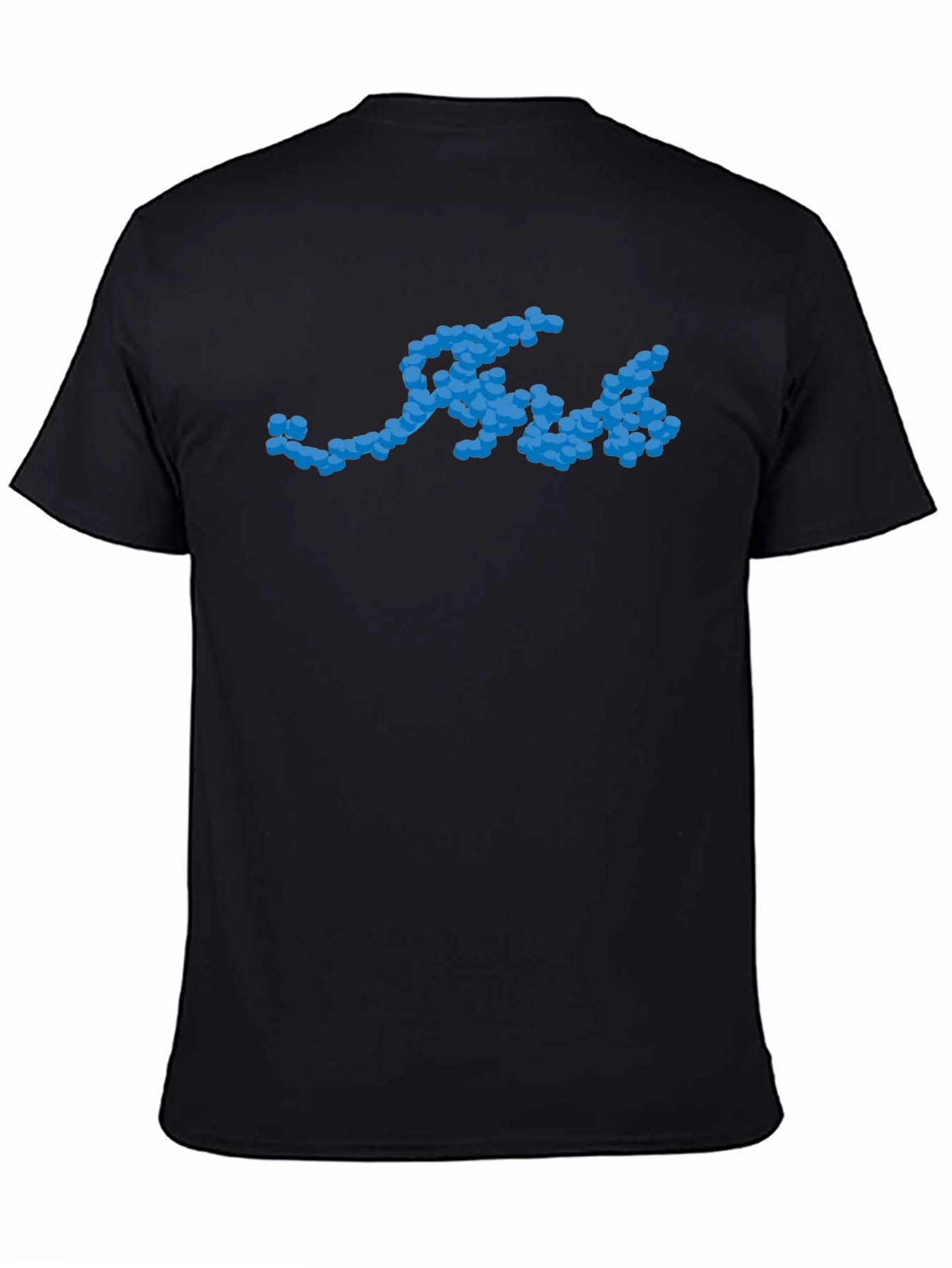 Cool Blue Molecule Graphic Black T-Shirt