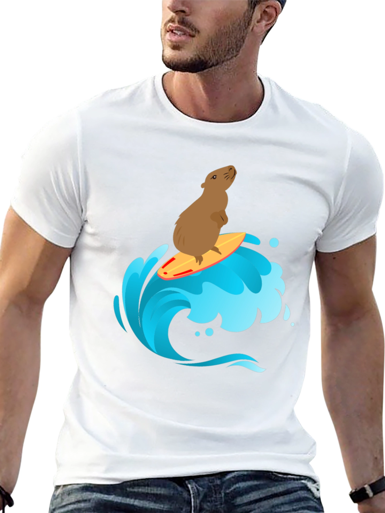 Surfing Capybara Graphic T-Shirt