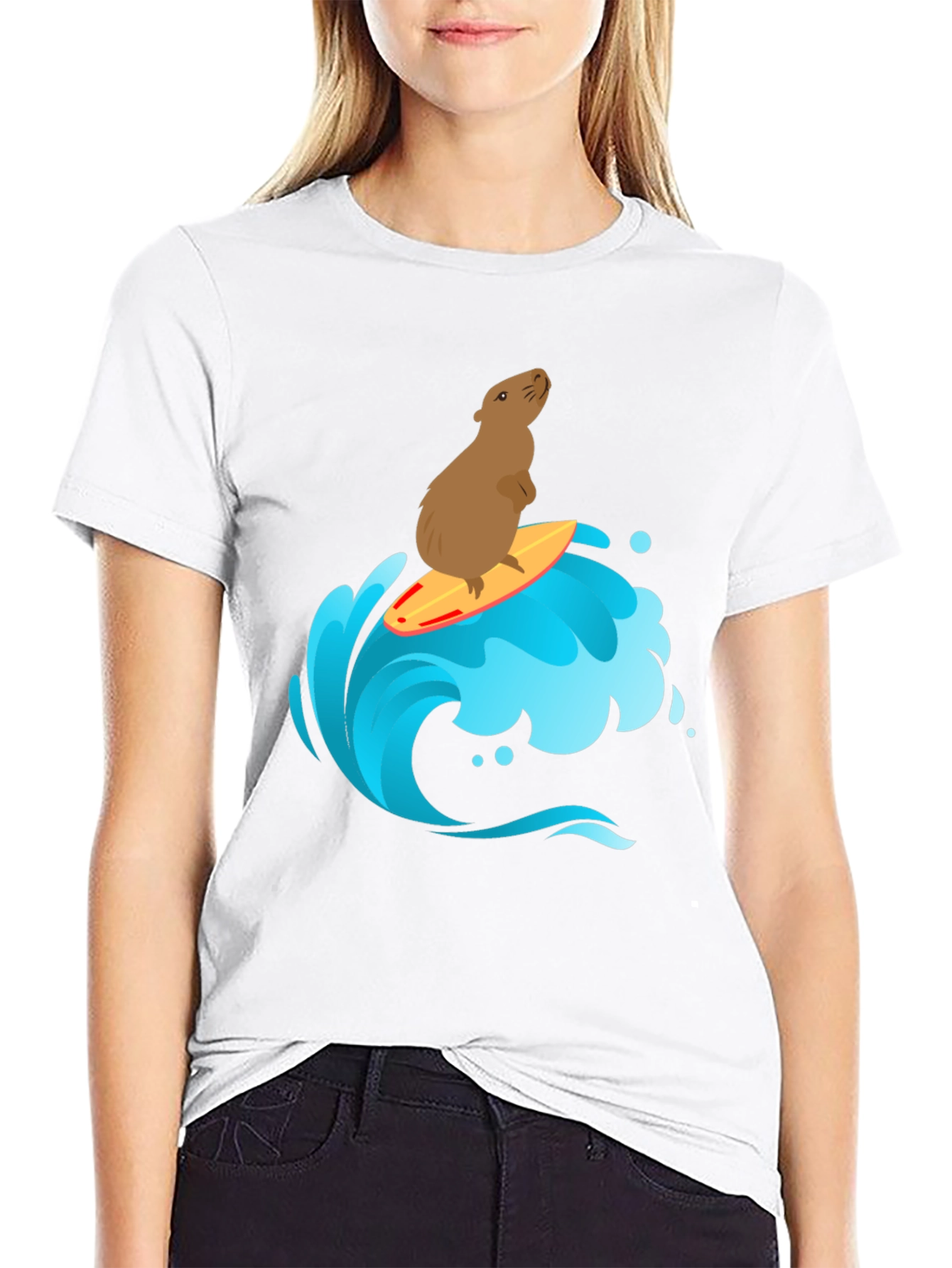 Surfing Capybara Graphic T-Shirt