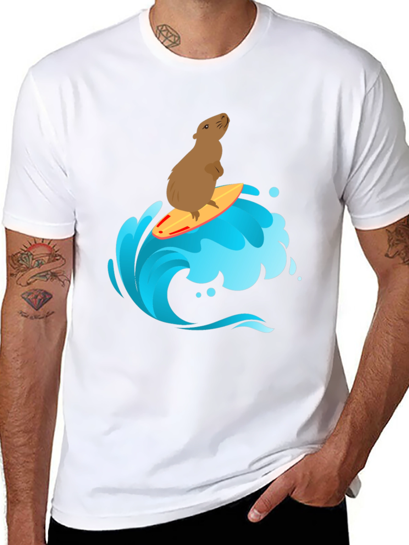 Surfing Capybara Graphic T-Shirt