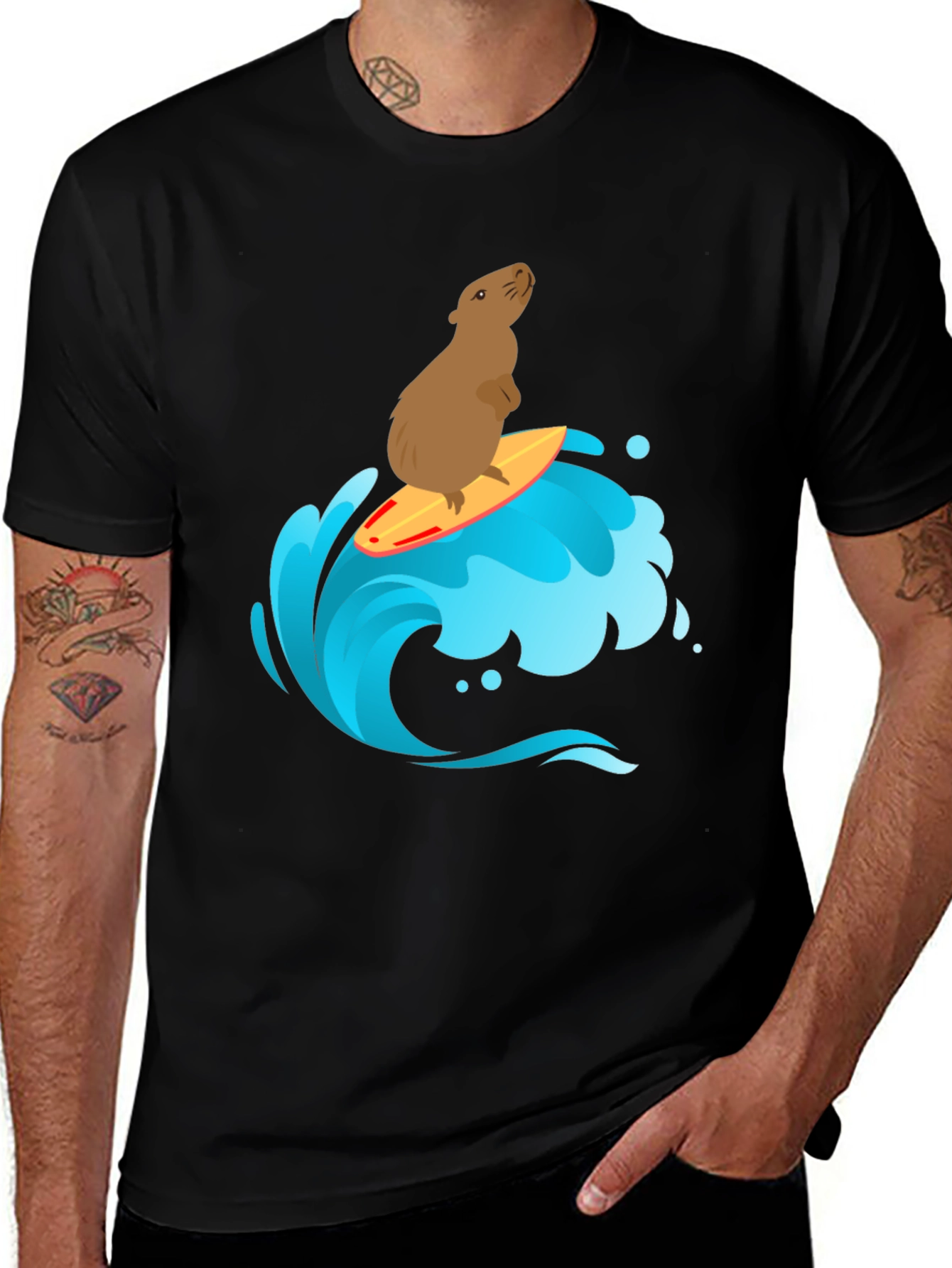 Surfing Capybara Graphic T-Shirt