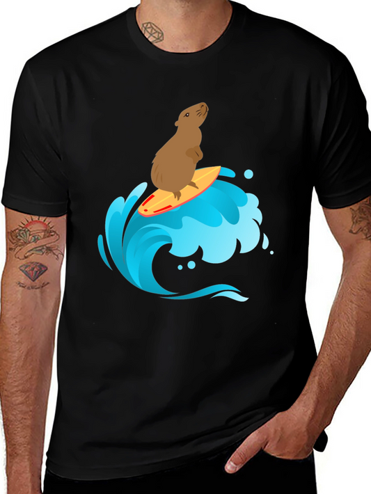 Surfing Capybara Graphic T-Shirt