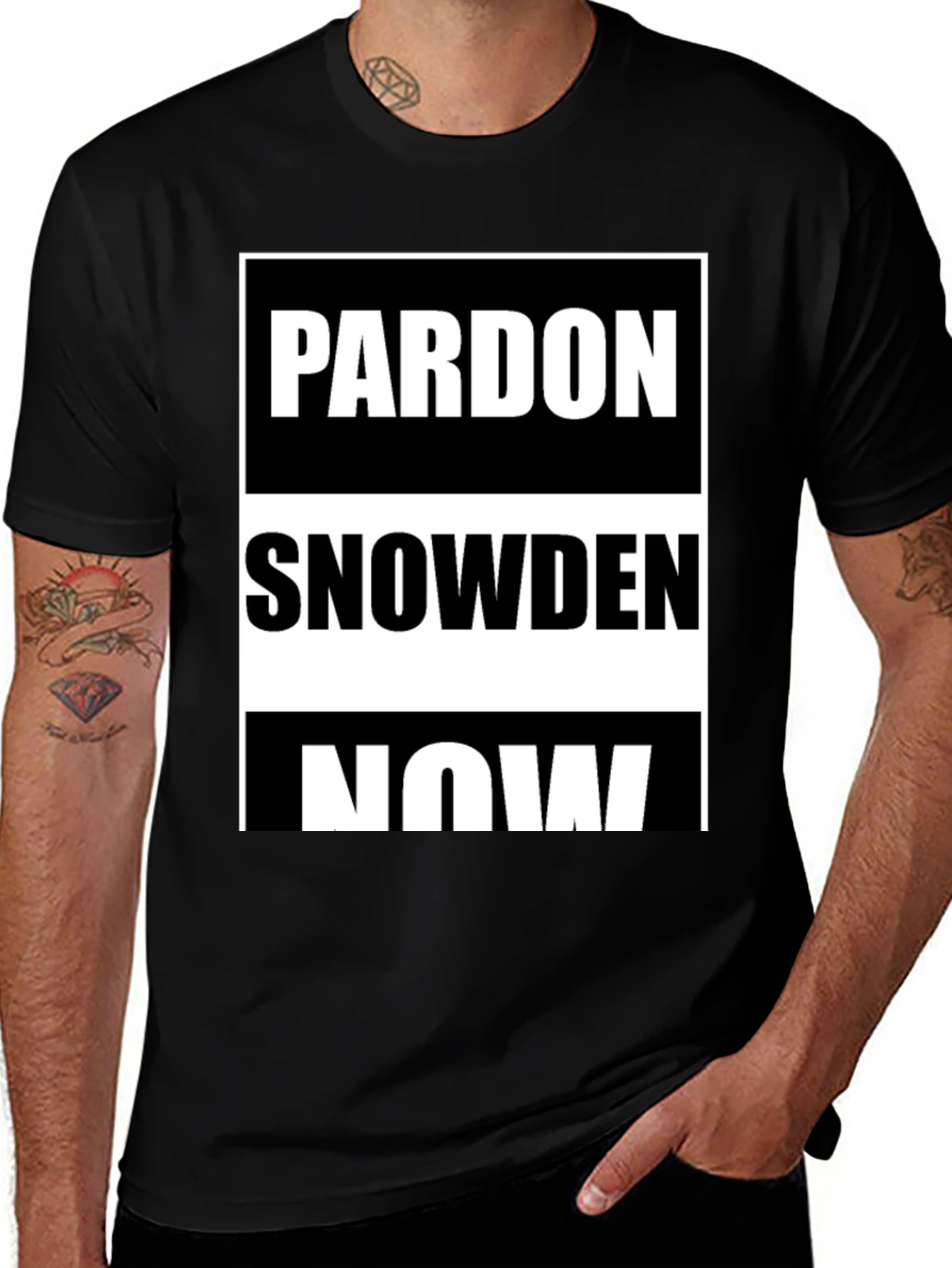 Pardon Snowden Now Graphic Tee - Black