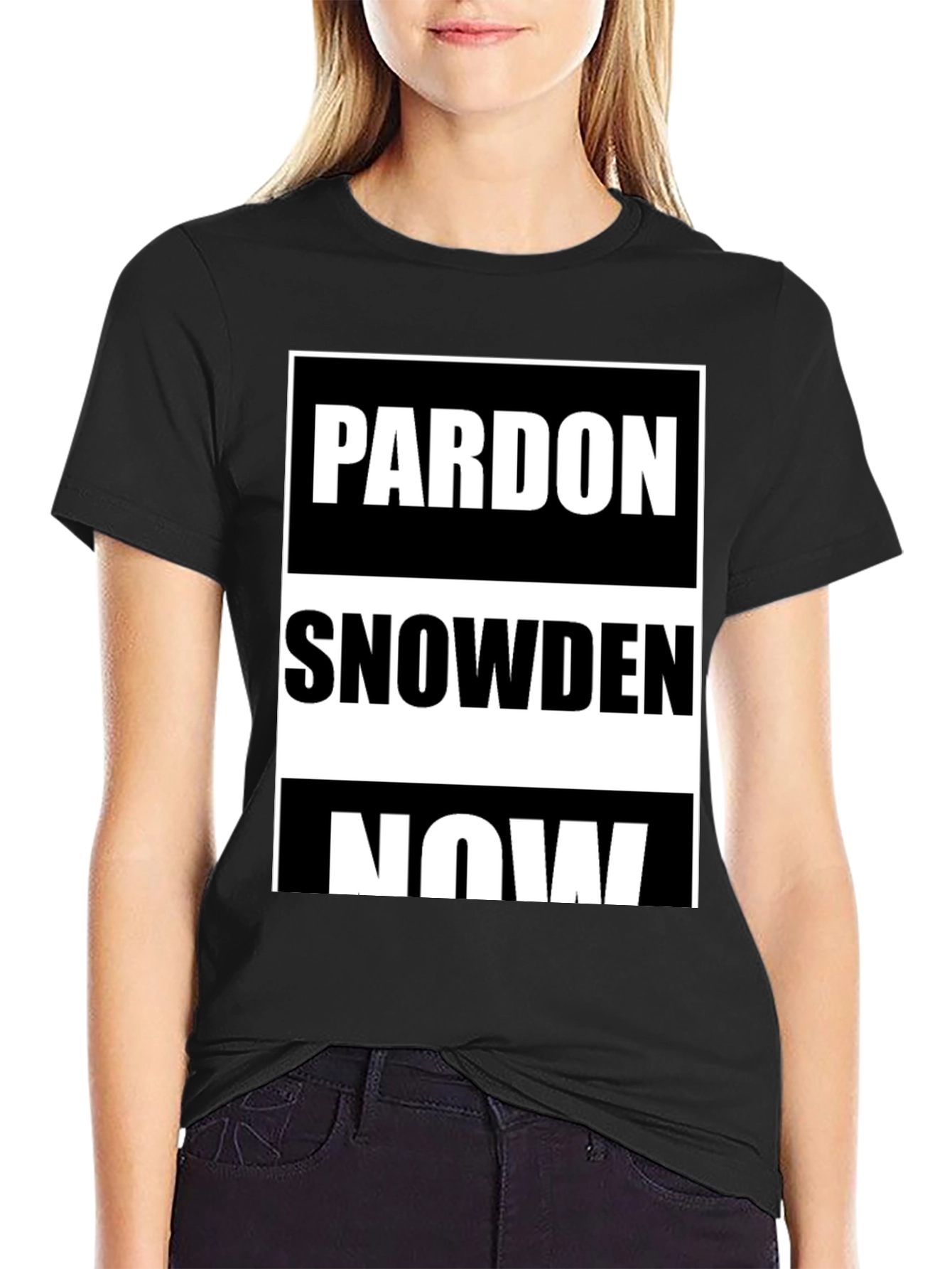 Pardon Snowden Now Graphic Tee - Black