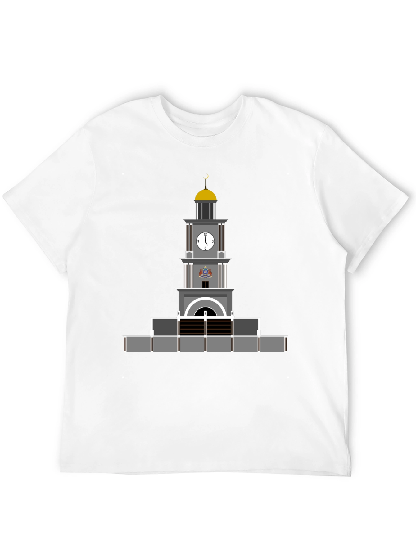 Black T-Shirt with Clock Tower Graphic