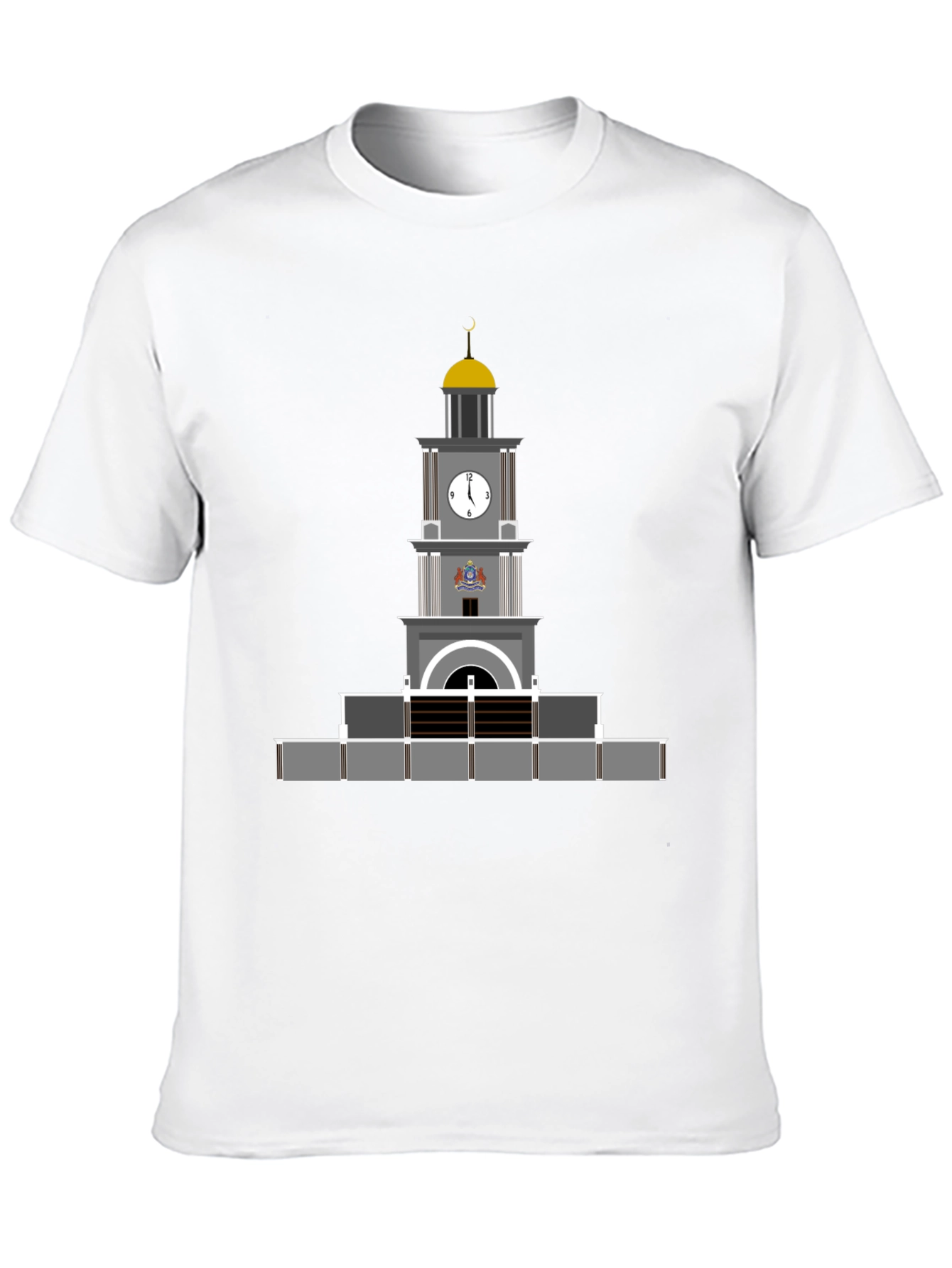 Black T-Shirt with Clock Tower Graphic