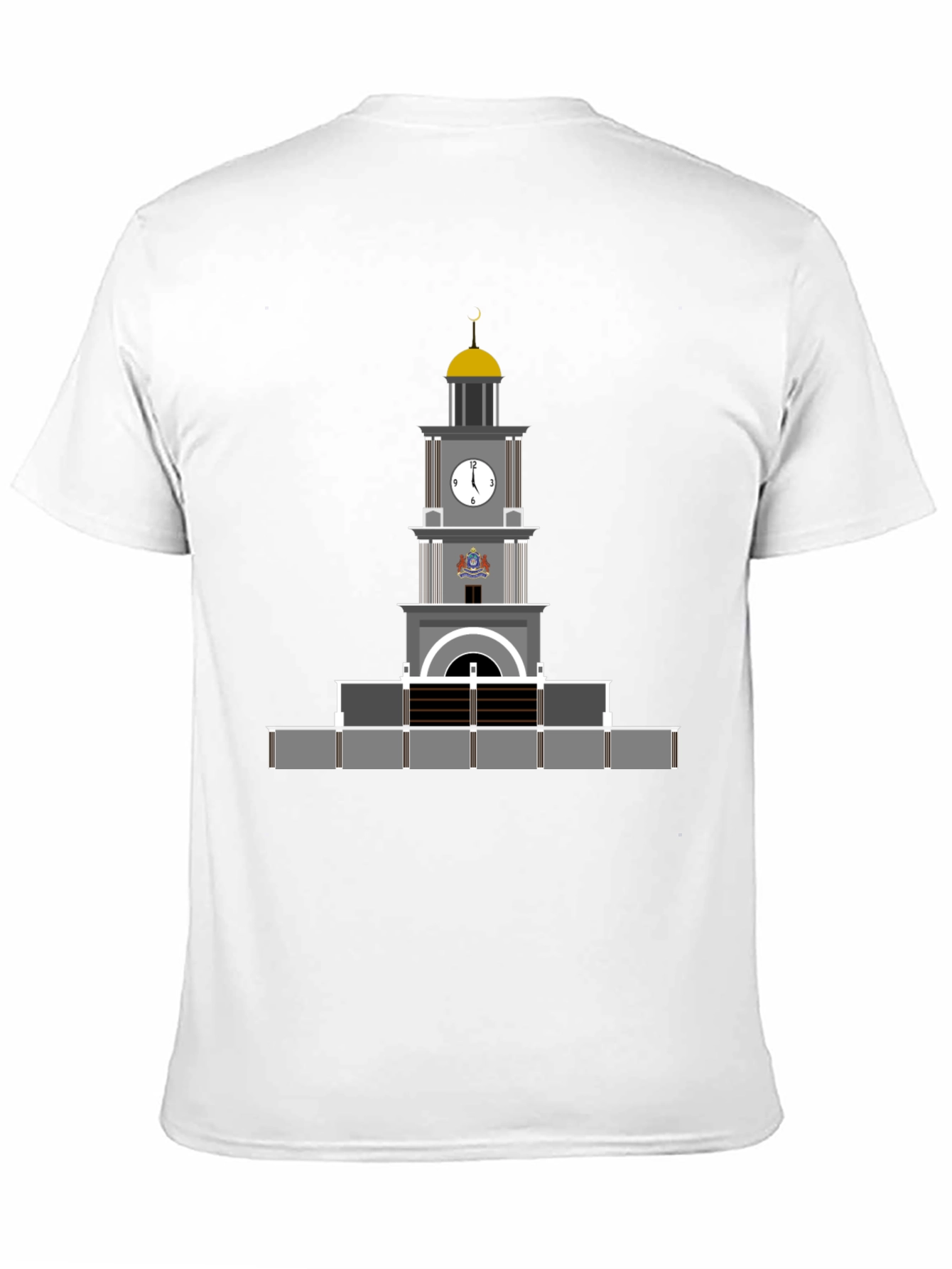 Black T-Shirt with Clock Tower Graphic