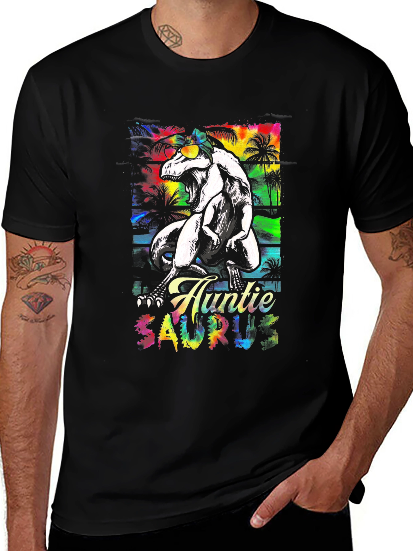 Auntie Saurus Rex Black T-Shirt