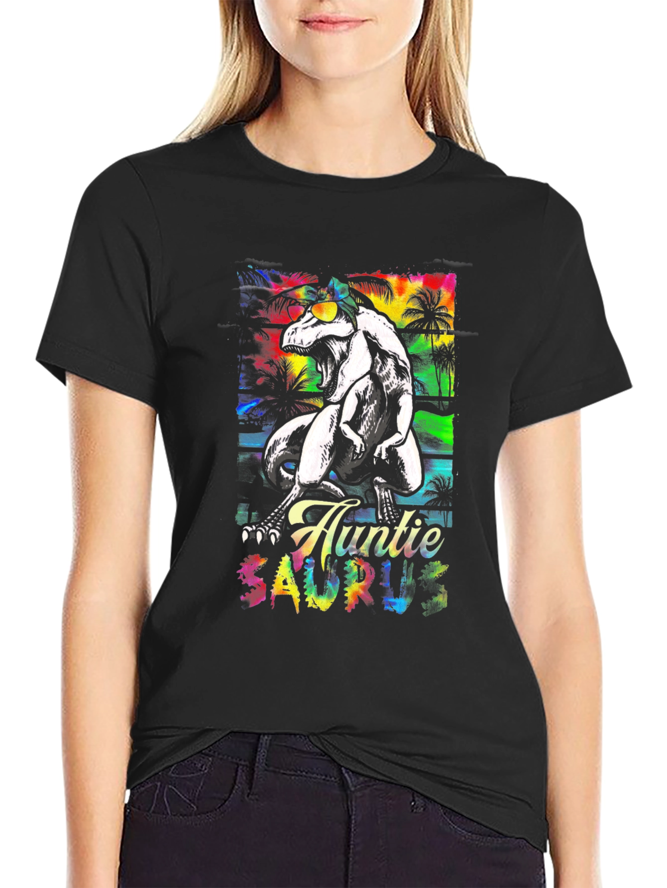 Auntie Saurus Rex Black T-Shirt