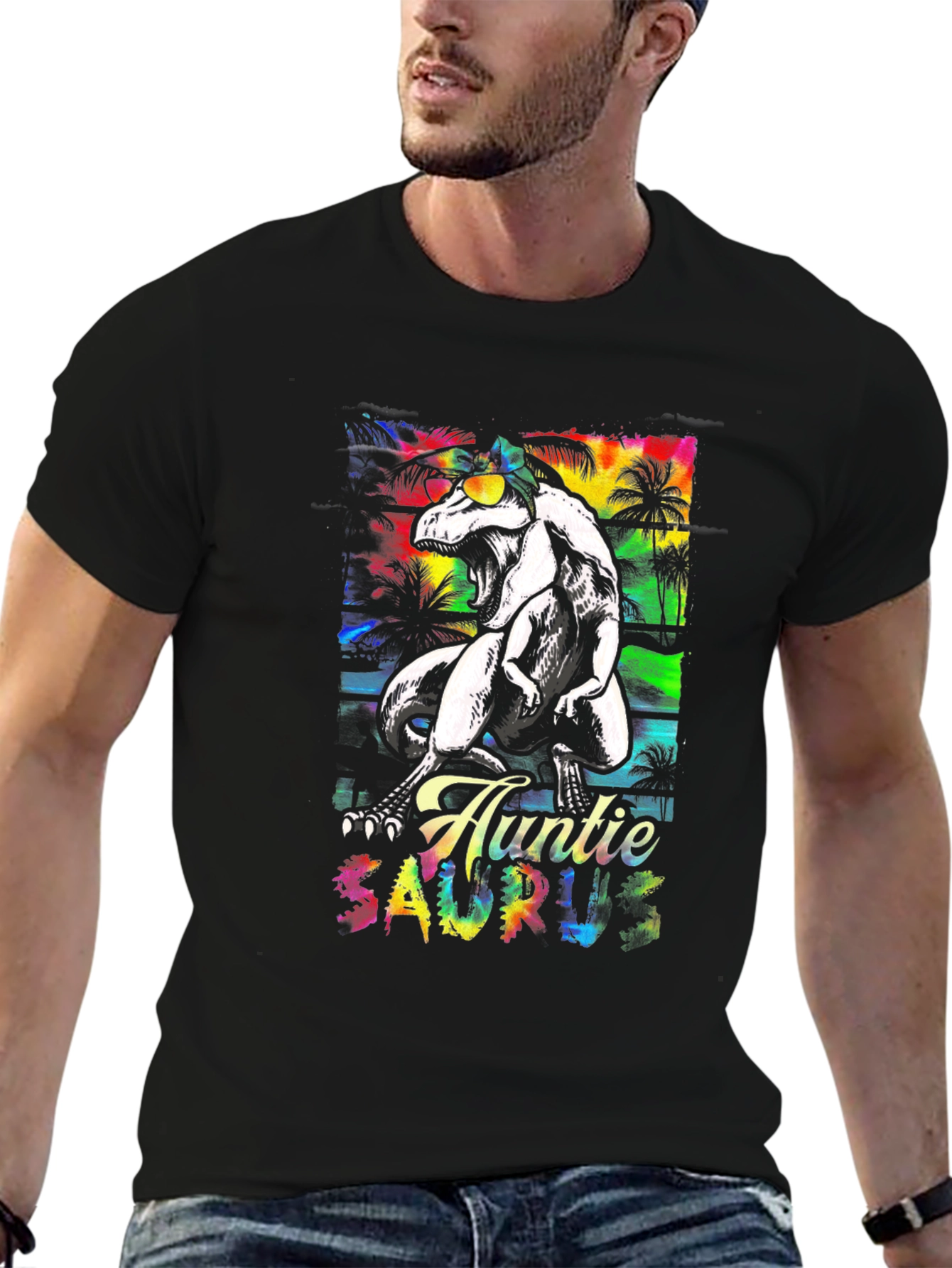 Auntie Saurus Rex Black T-Shirt