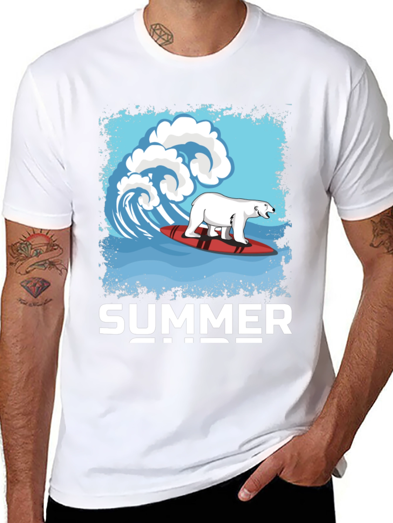 Surfing Polar Bear Summer T-Shirt