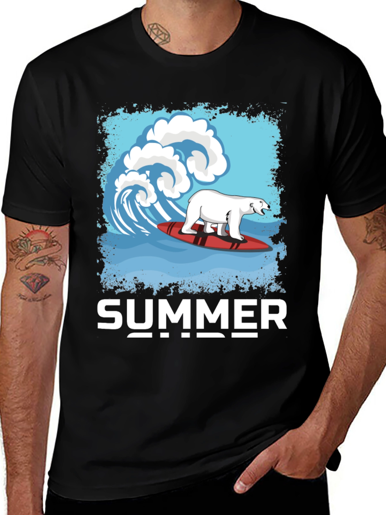 Surfing Polar Bear Summer T-Shirt