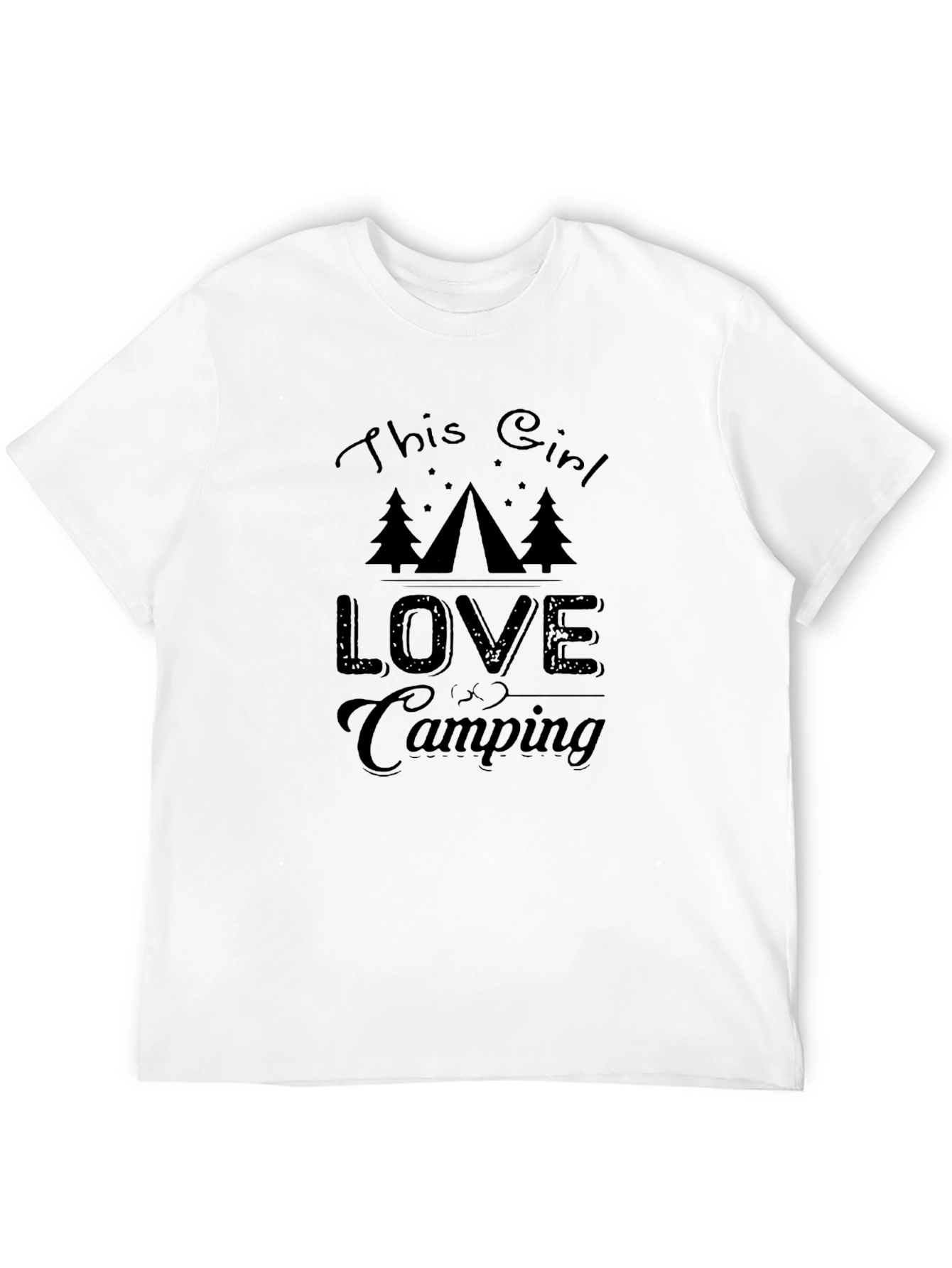 This Girl Loves Camping Graphic Tee - Black