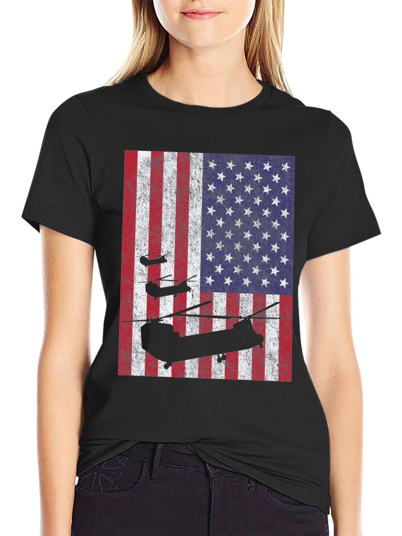 American Flag Helicopter T-Shirt