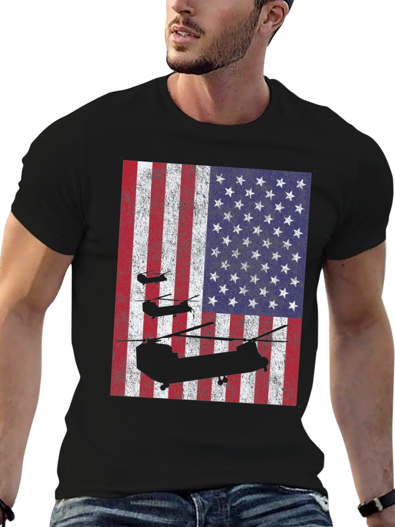 American Flag Helicopter T-Shirt