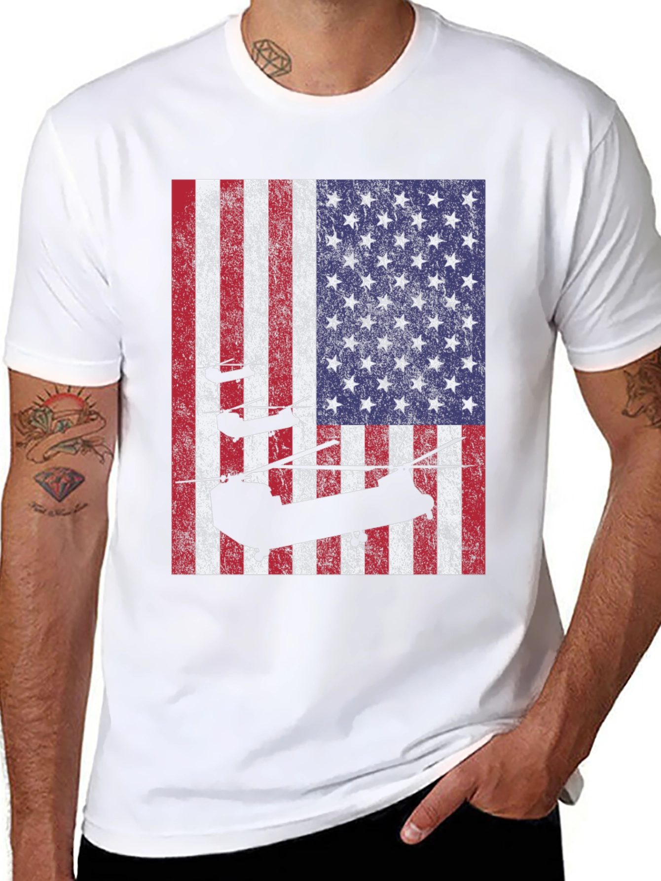 American Flag Helicopter T-Shirt