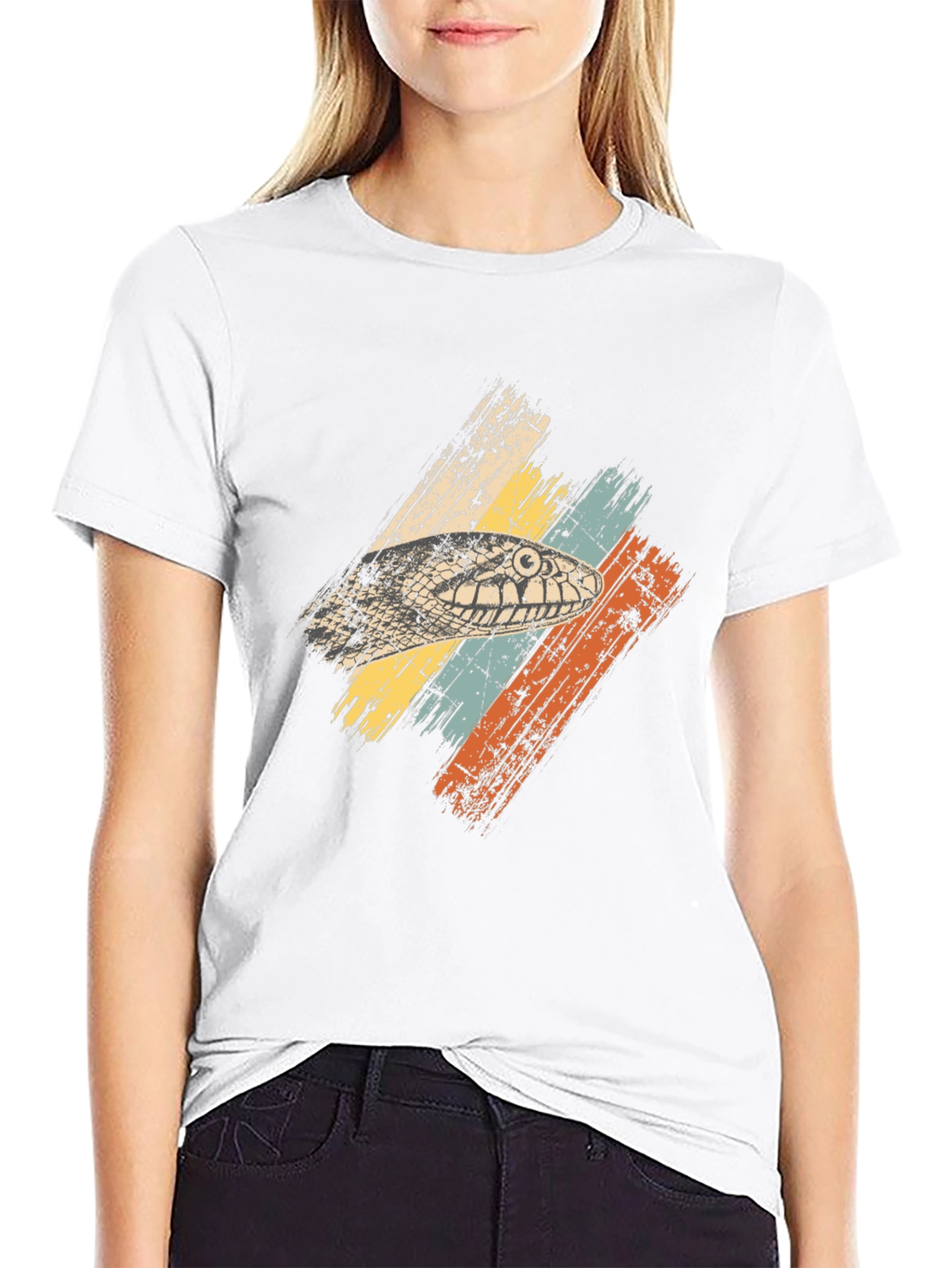 Retro Snake Head Graphic Tee - Black