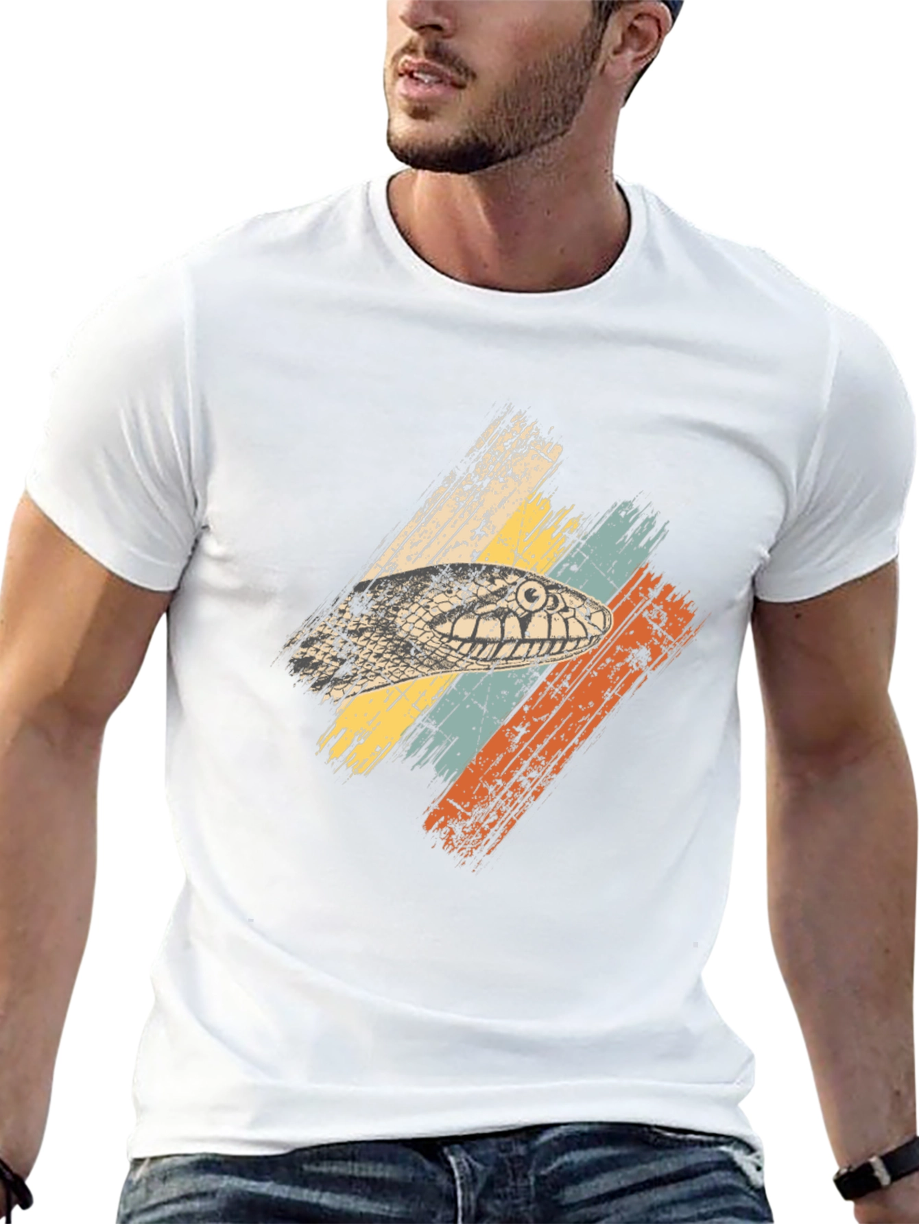 Retro Snake Head Graphic Tee - Black