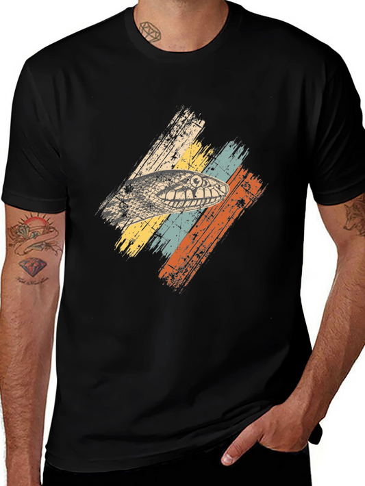 Retro Snake Head Graphic Tee - Black