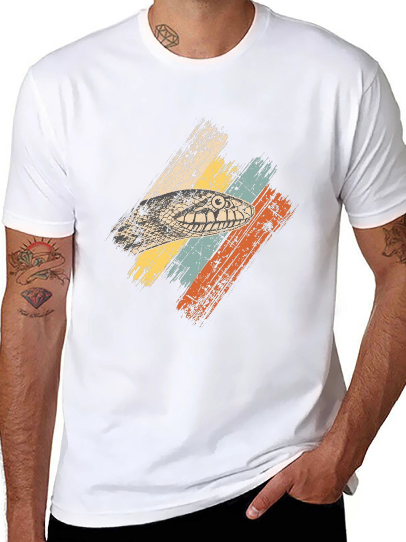 Retro Snake Head Graphic Tee - Black
