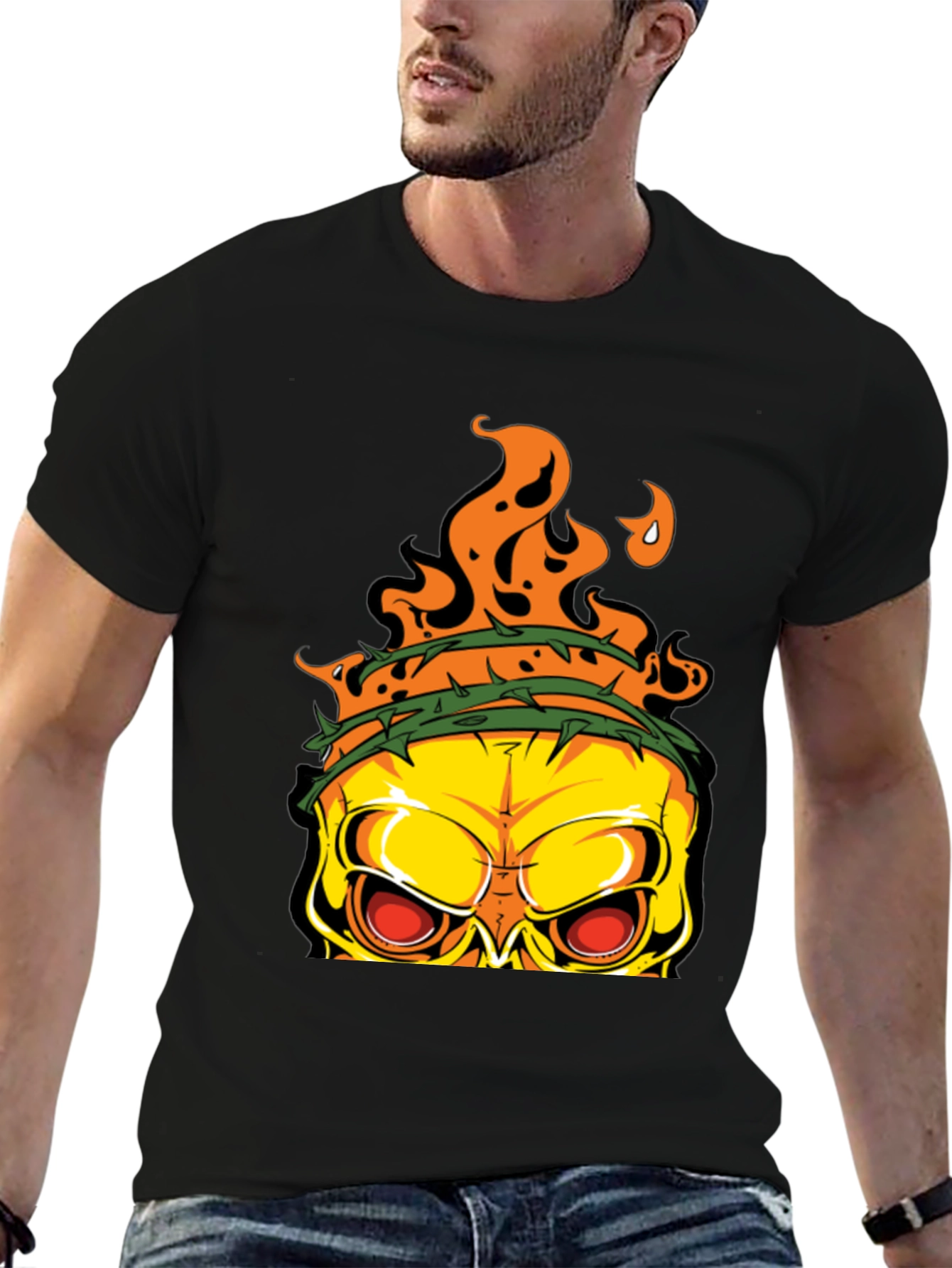Edgy Skull Graphic T-Shirt - Mens Black Tee