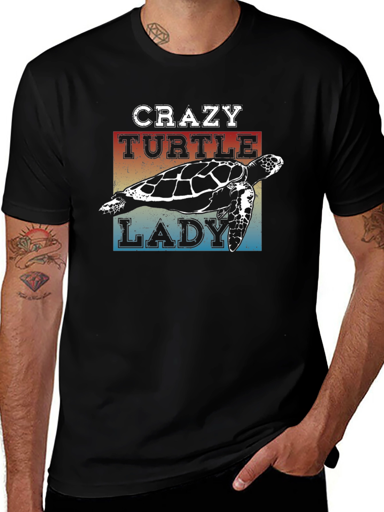 Crazy Turtle Lady T-Shirt - Unisex Black Tee