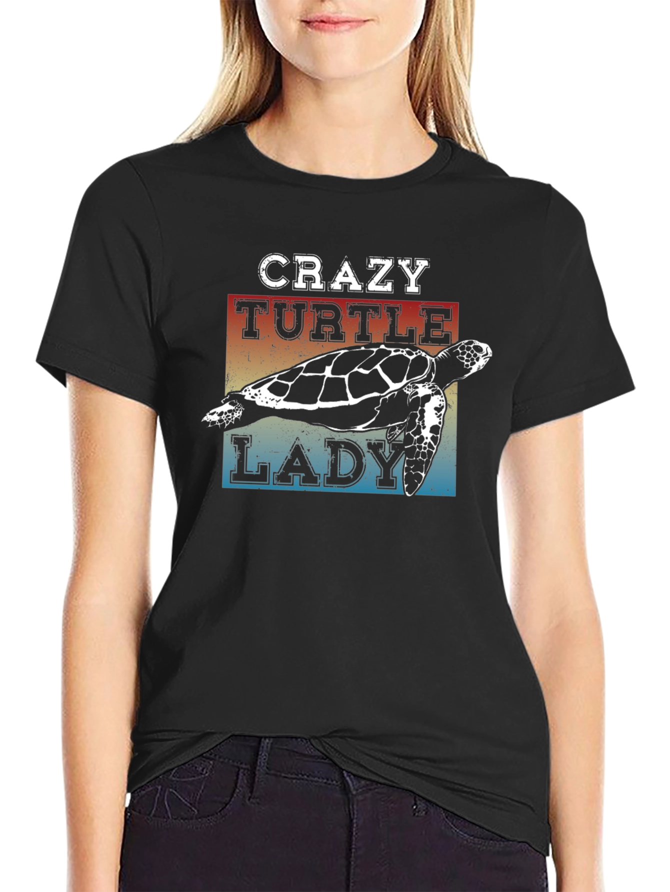 Crazy Turtle Lady T-Shirt - Unisex Black Tee