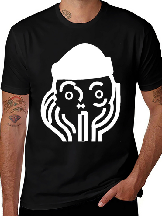 Abstract Graphic Print Tee - Black